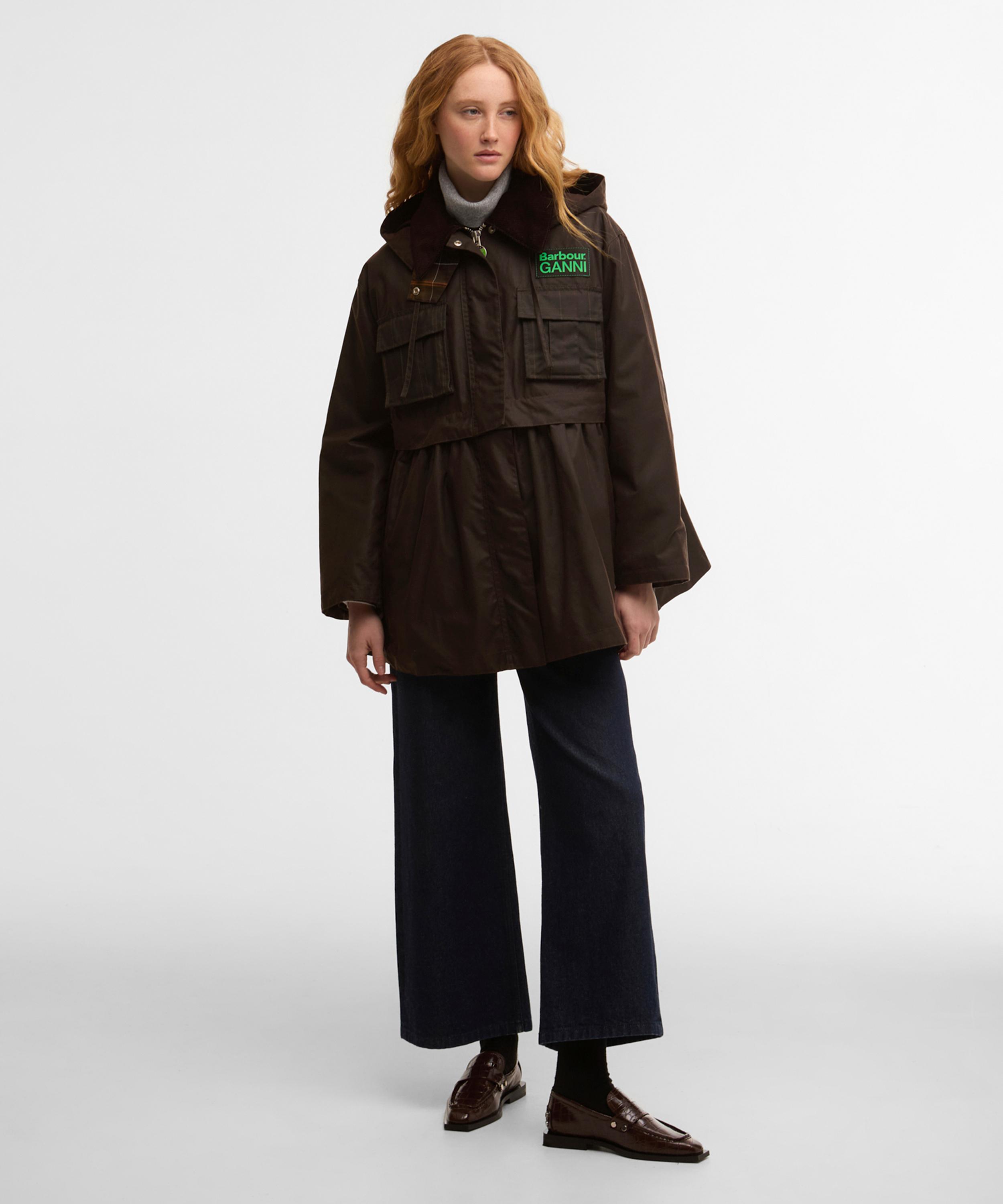 Barbour - x GANNI Tartan Peplum Waxed Jacket image number 4