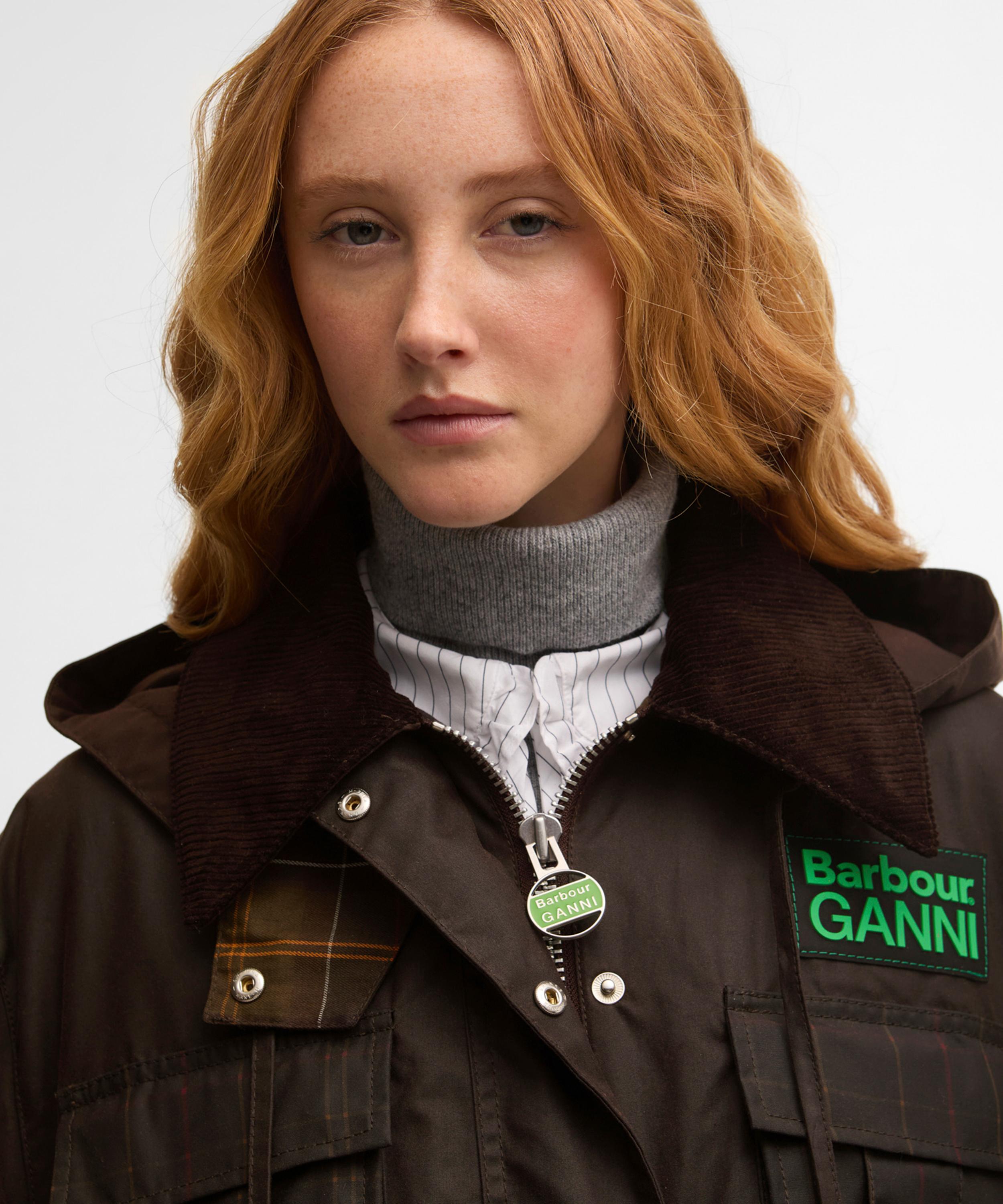 Barbour - x GANNI Tartan Peplum Waxed Jacket image number 6