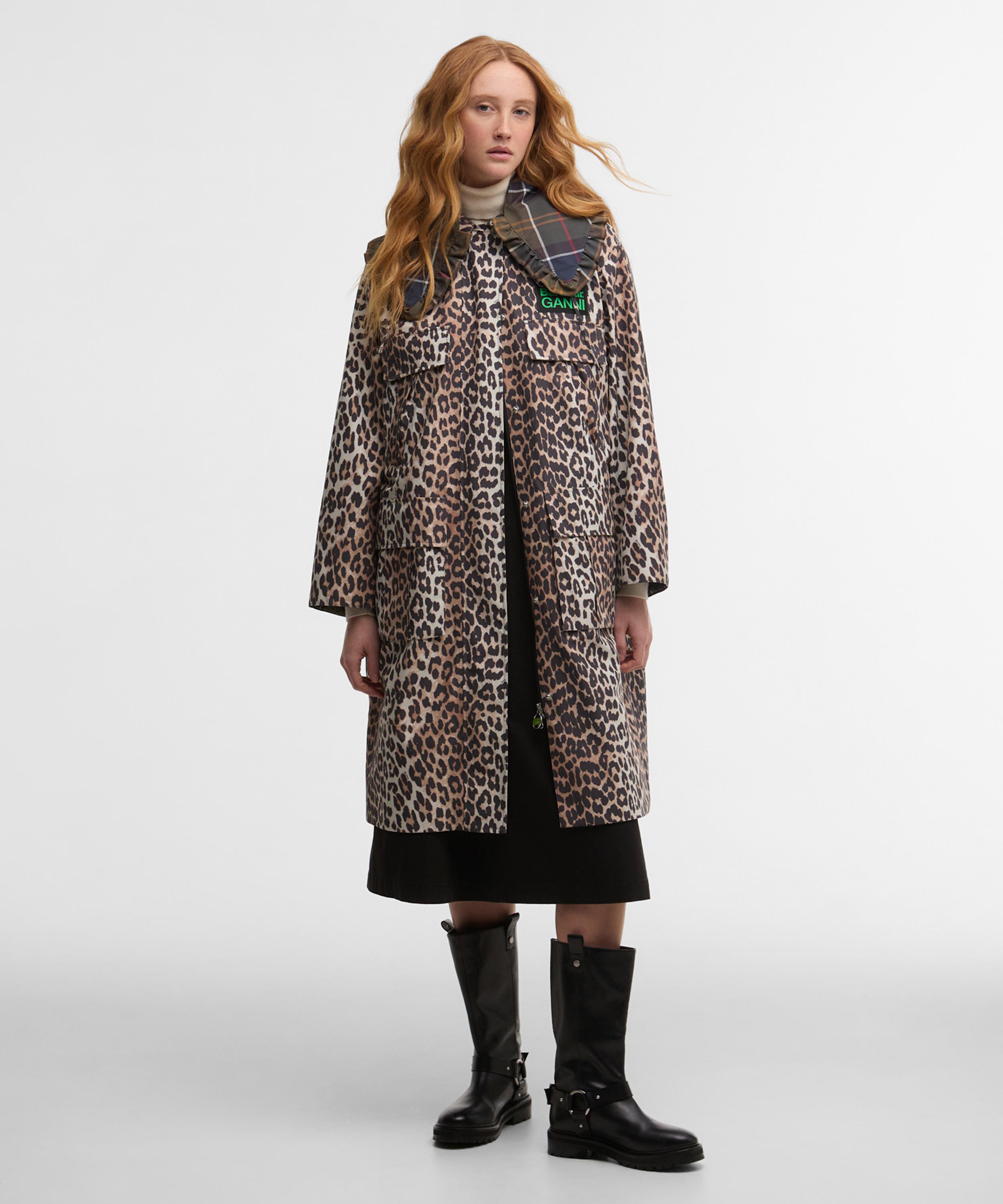Barbour - x GANNI Leopard Print Waterproof Parka Jacket image number 1