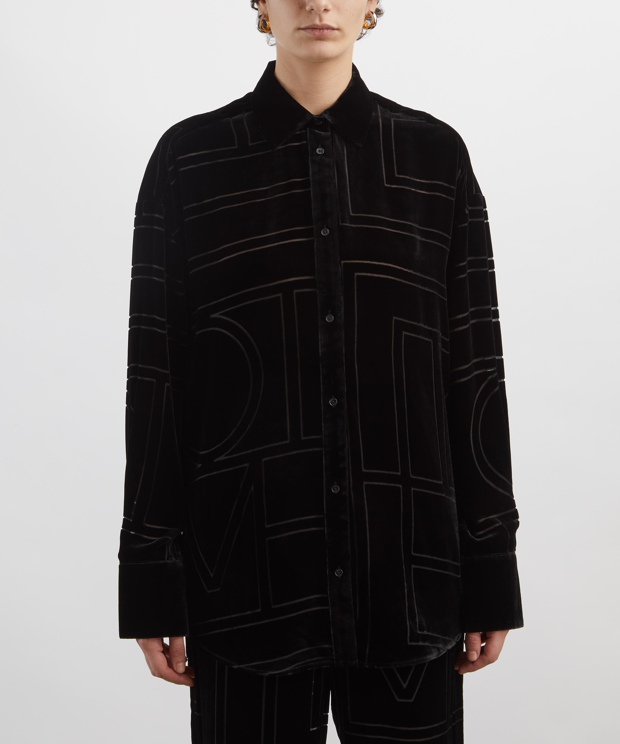 Toteme - Black Oversized Devor&eacute; Shirt image number 2