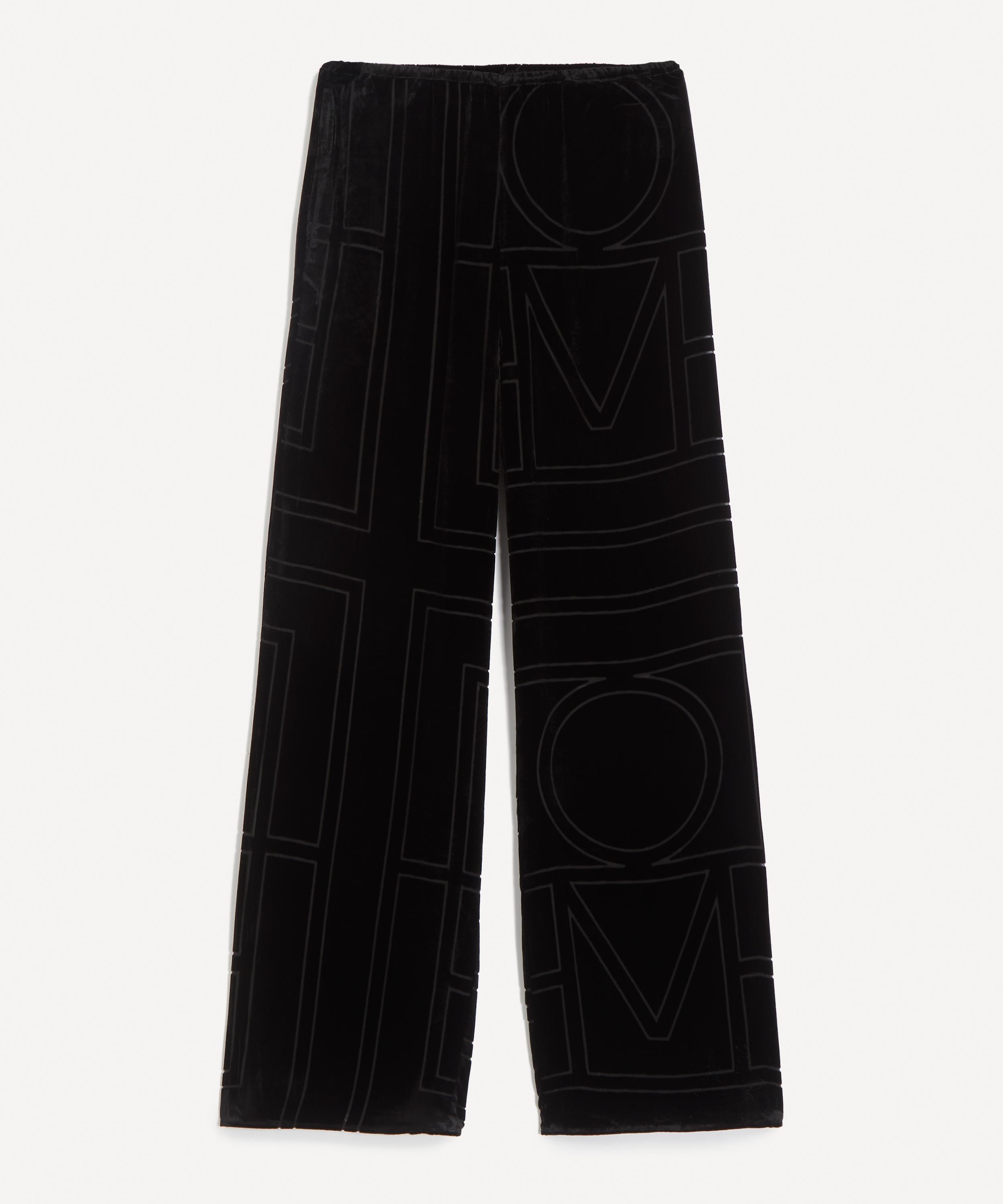 Toteme - Black Monogram Devor&eacute; Pyjama Bottoms