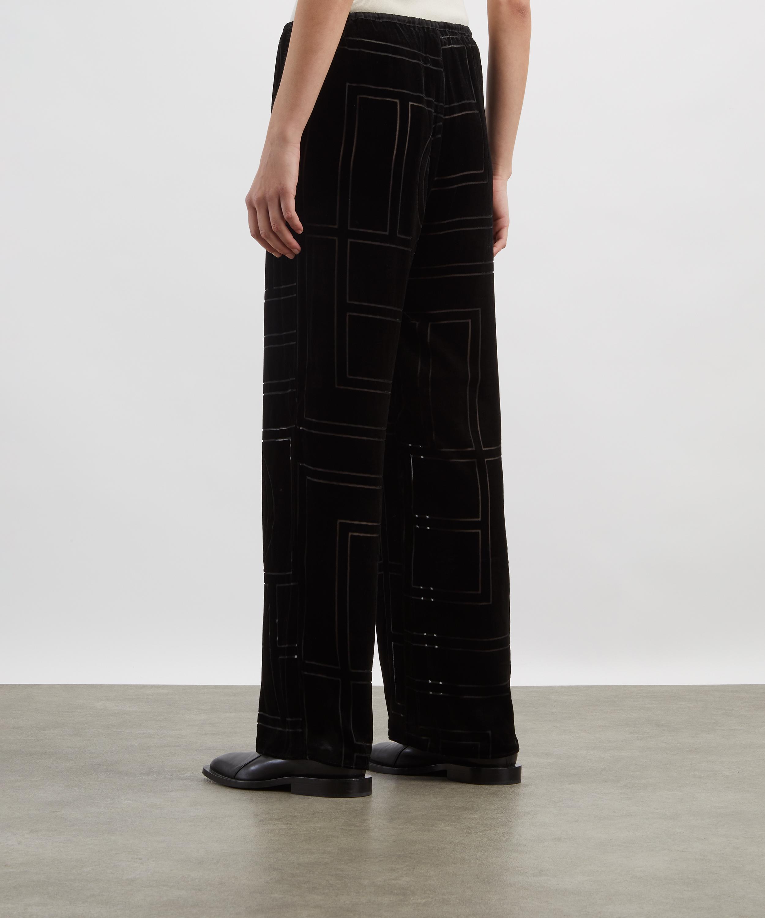 Toteme - Black Monogram Devor&eacute; Pyjama Bottoms image number 3