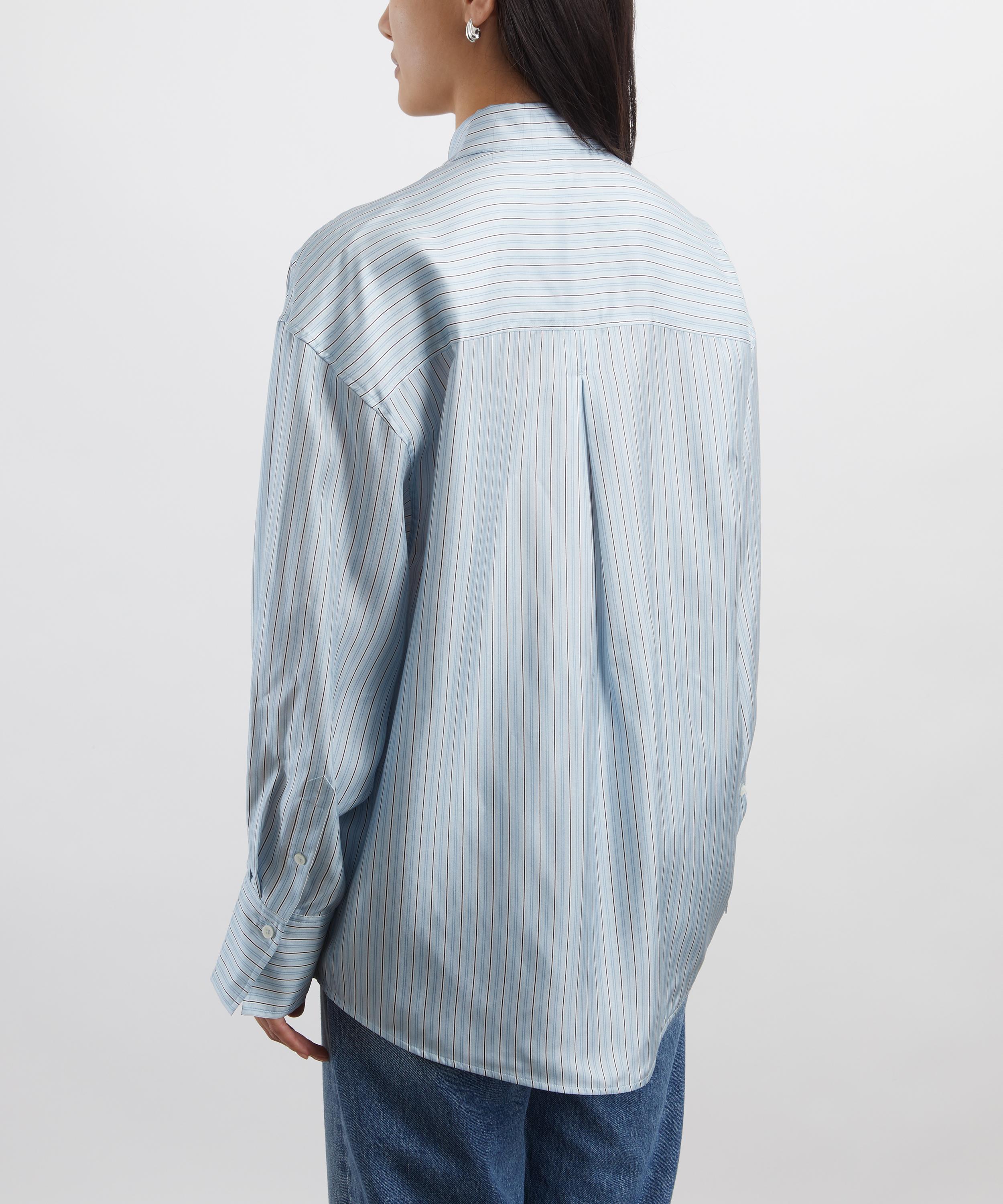 Toteme - Ice-White Oversized Silk Striped Shirt image number 3