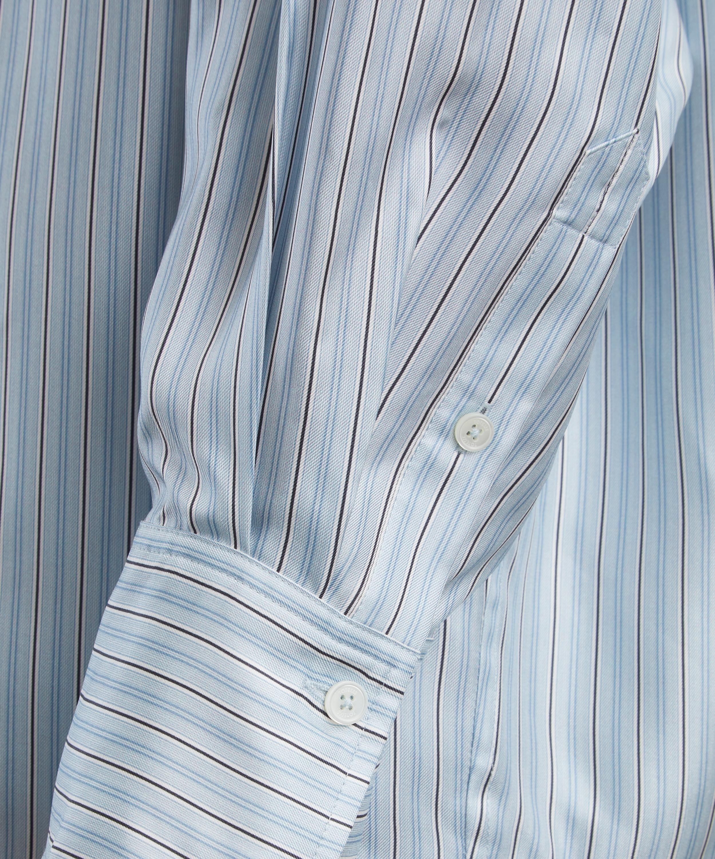 Toteme - Ice-White Oversized Silk Striped Shirt image number 4