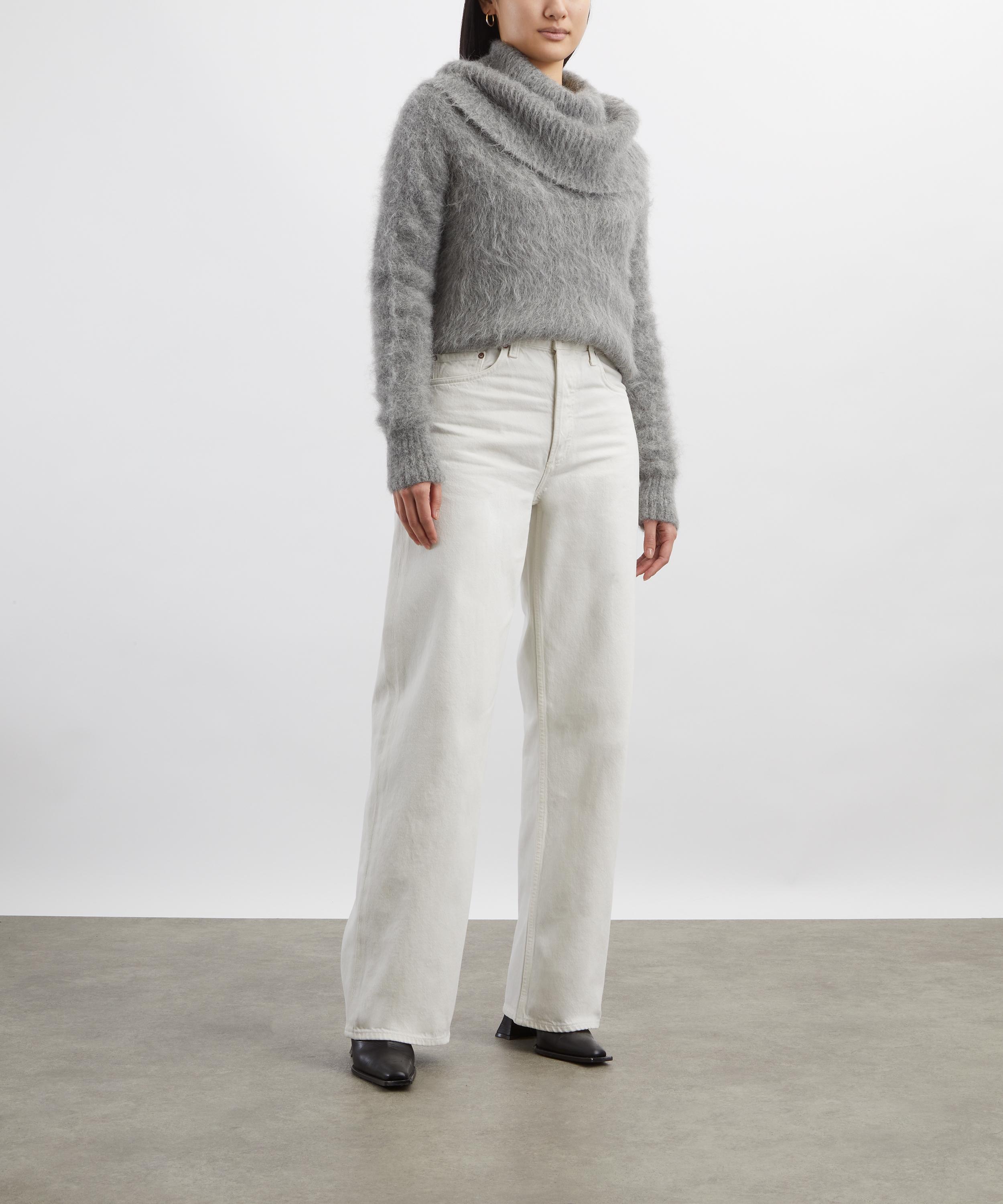 Toteme - Grey Melange Funnel Alpaca-Blend Jumper image number 1