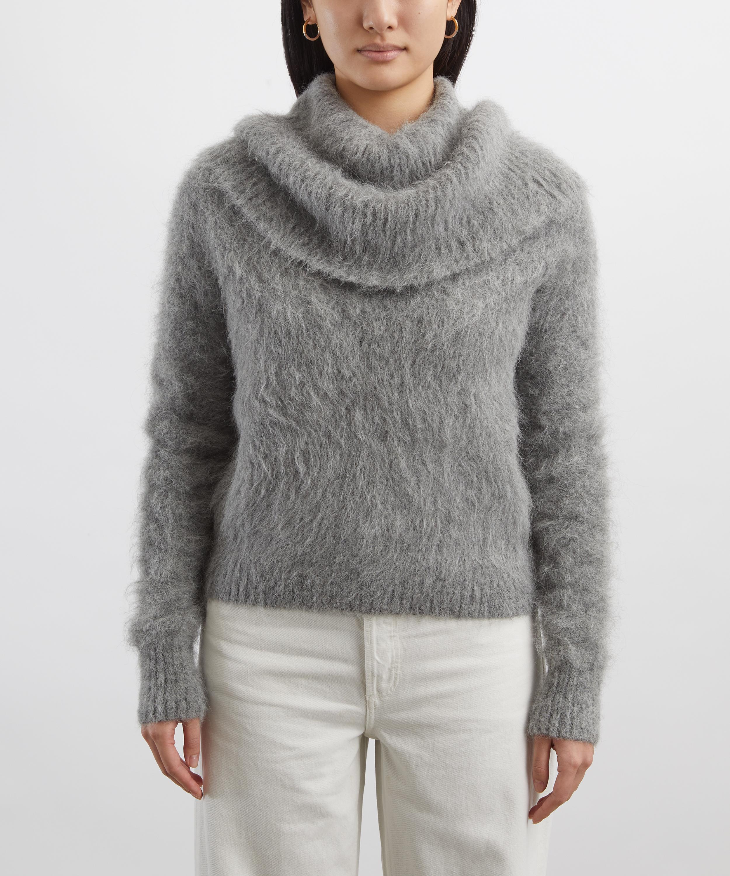 Toteme - Grey Melange Funnel Alpaca-Blend Jumper image number 2