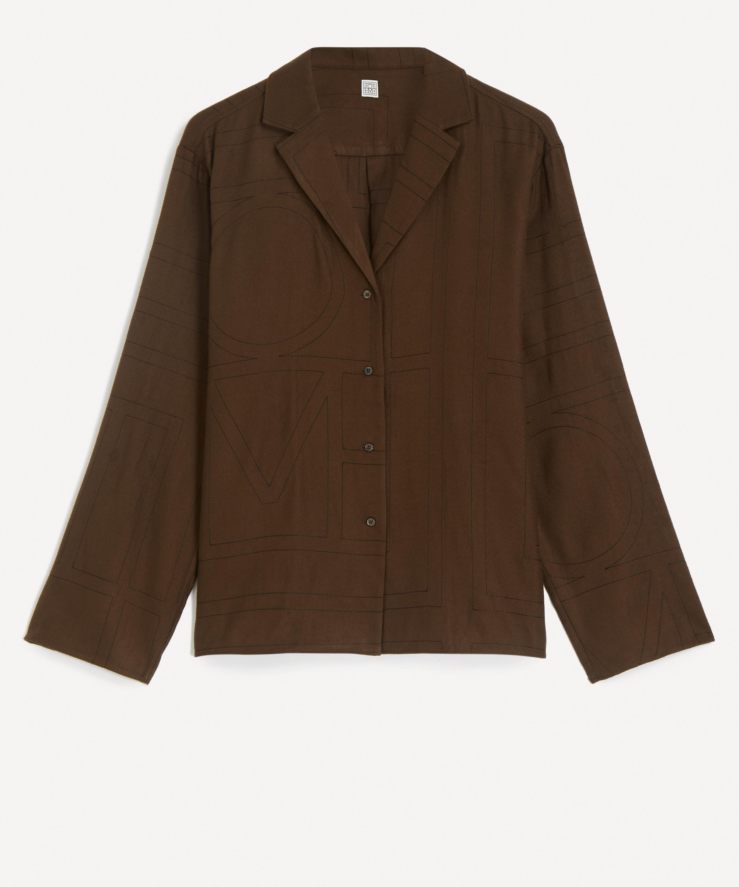 Toteme - Dark Brown Monogram Flannel Pyjama Shirt