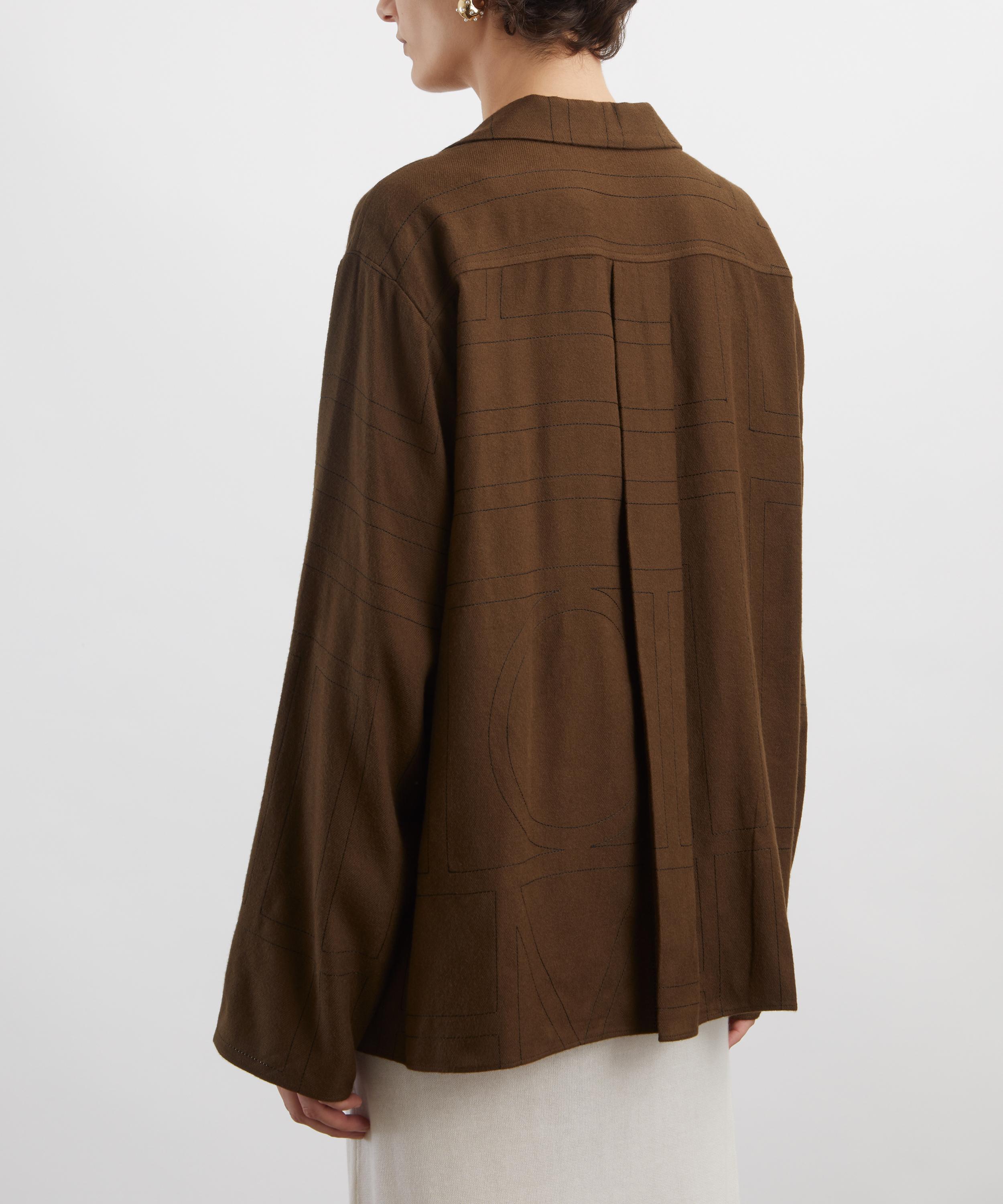 Toteme - Dark Brown Monogram Flannel Pyjama Shirt image number 3