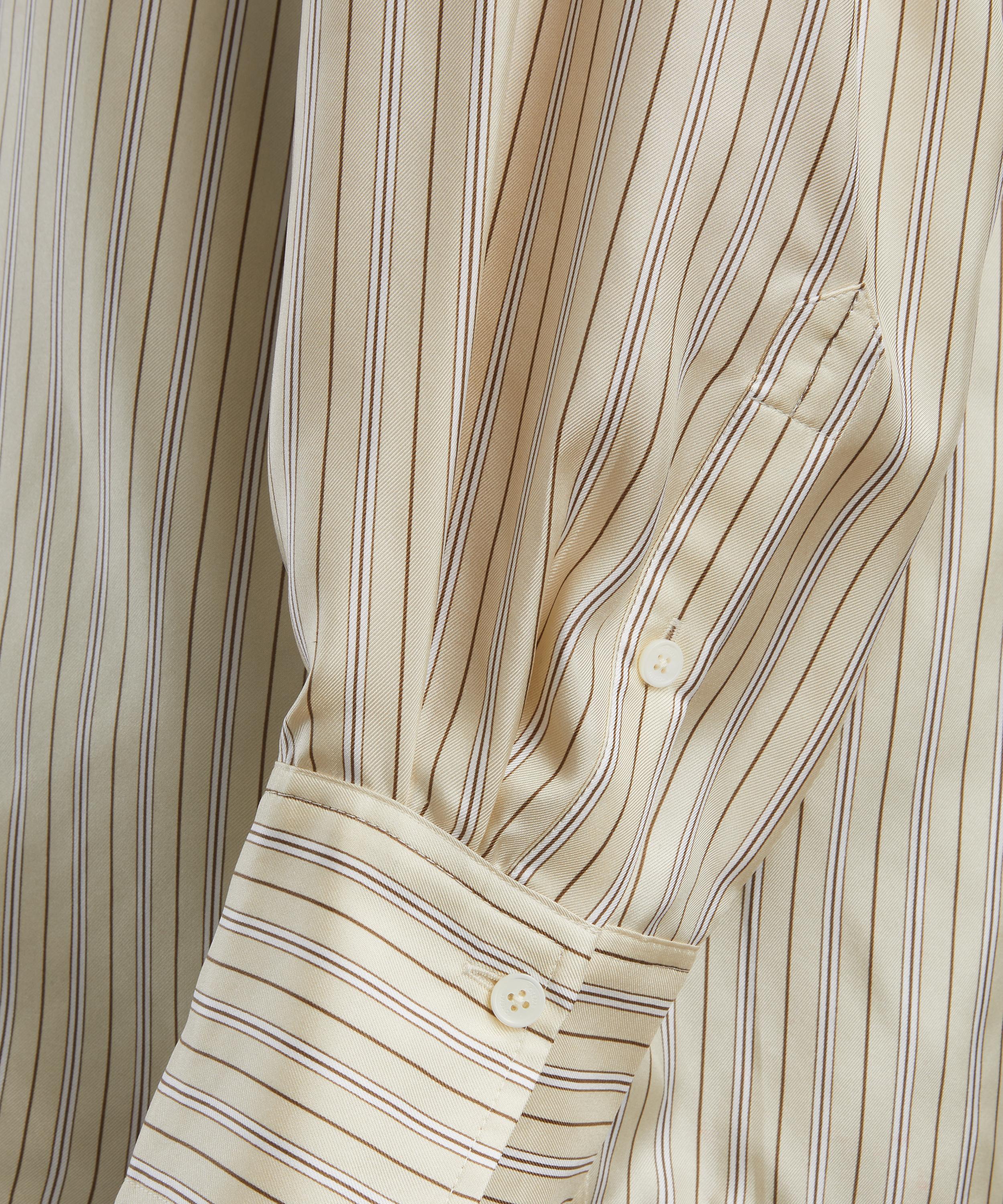 Toteme - Beige-Brown Oversized Silk Striped Shirt image number 4