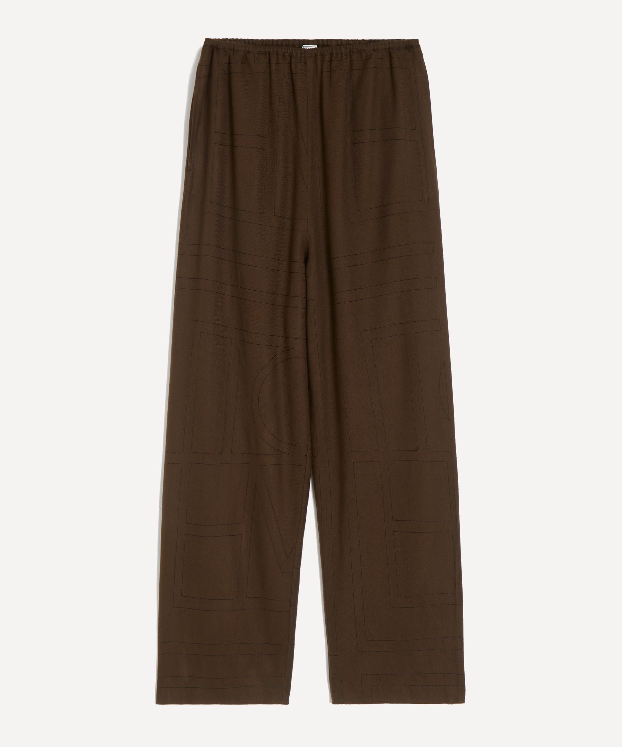 Toteme - Dark Brown Monogram Flannel Pyjama Bottoms