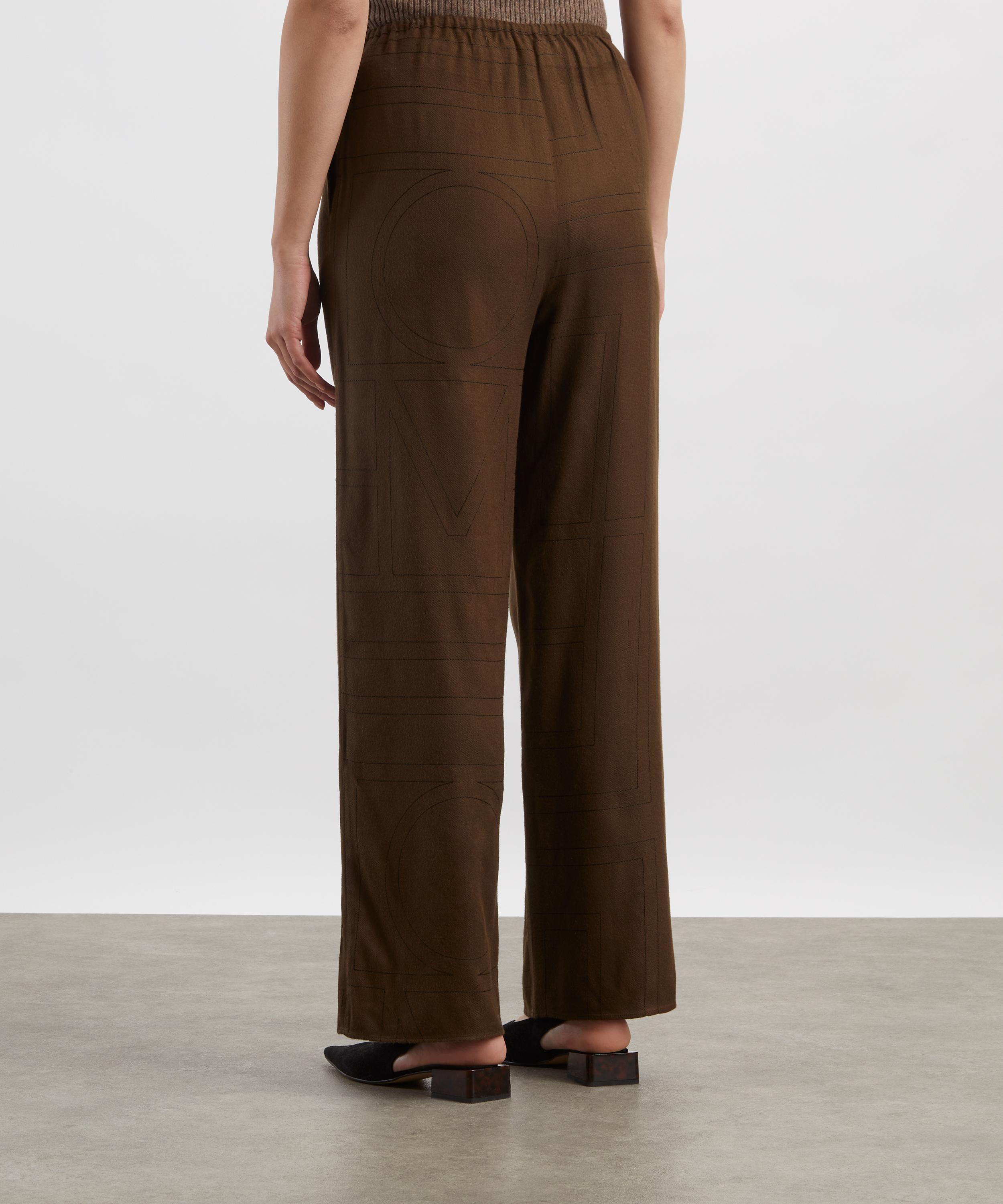 Toteme - Dark Brown Monogram Flannel Pyjama Bottoms image number 3