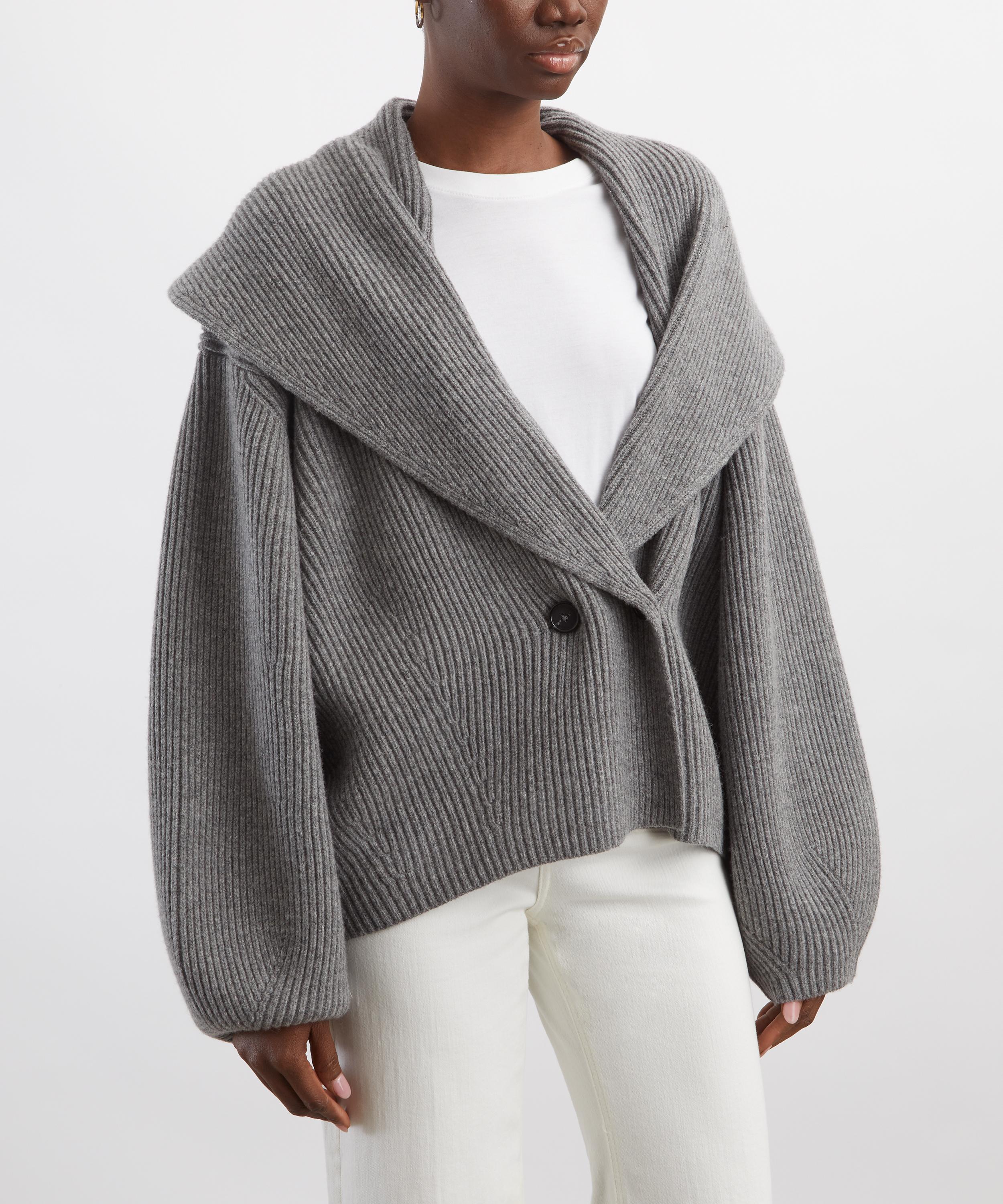 Toteme - Mid-Grey Shawl-Lapel Cardigan image number 2