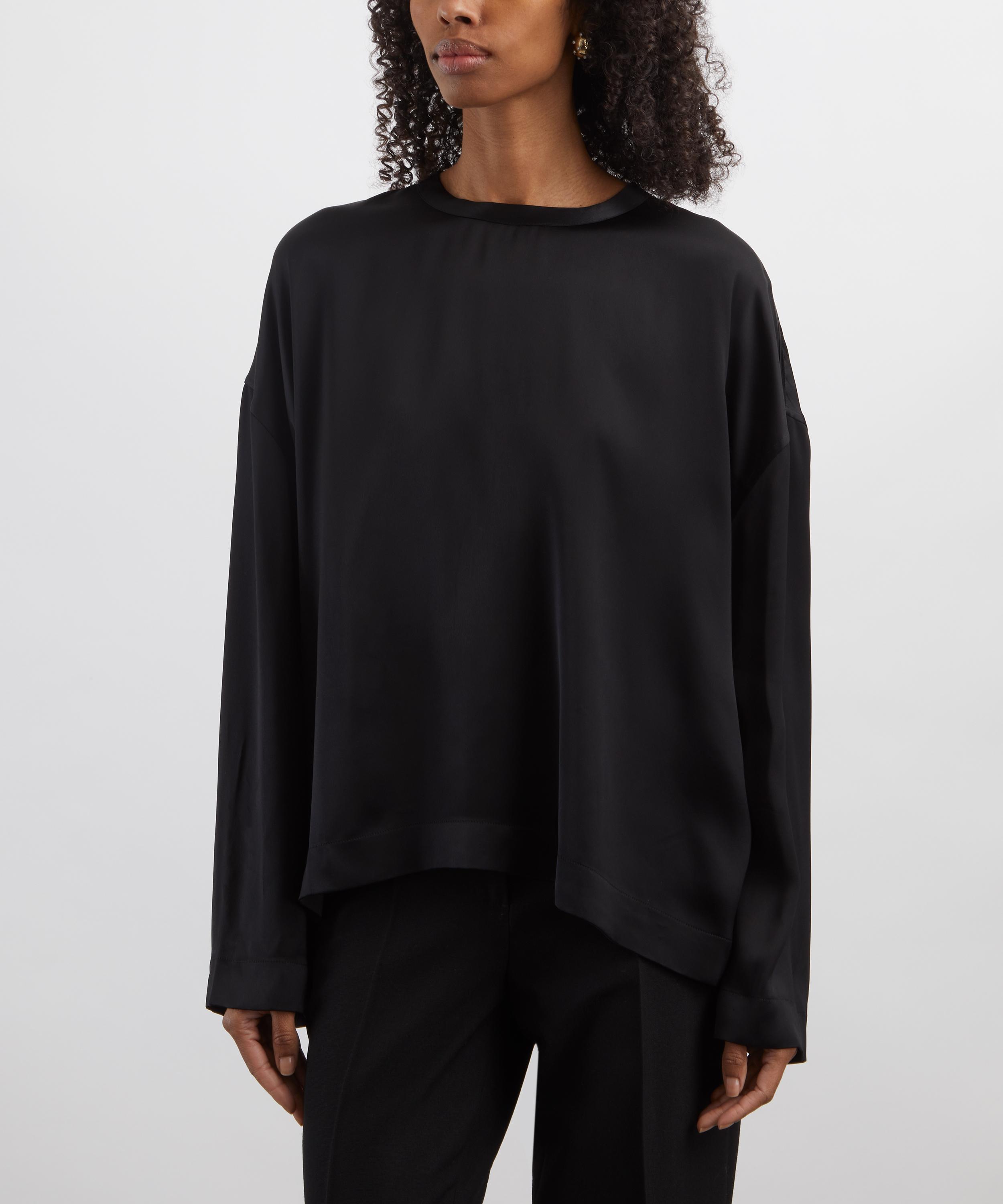 Toteme - Black Boxy Satin Top image number 2