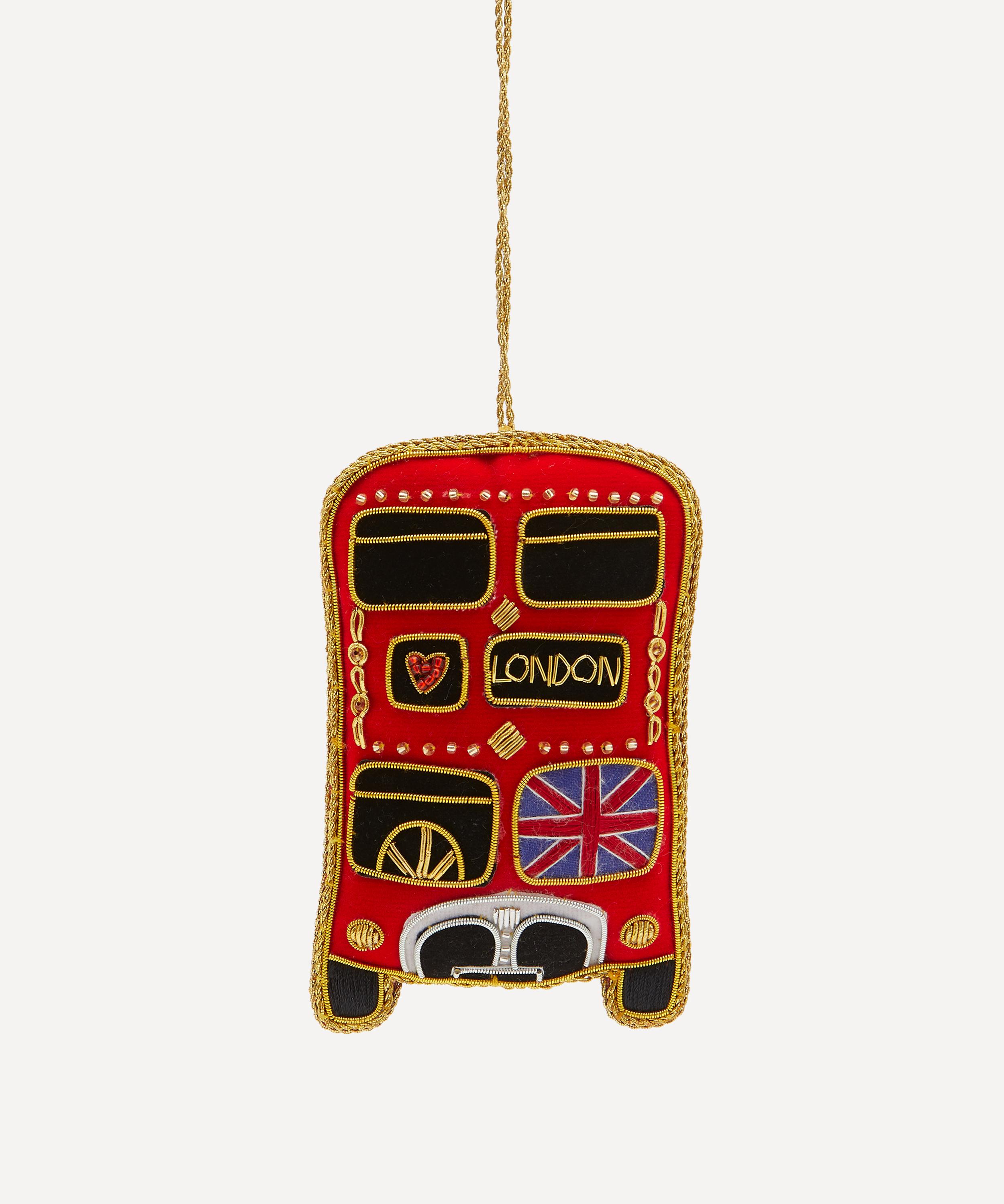 Christmas - London Bus Front Velvet Ornament image number 0