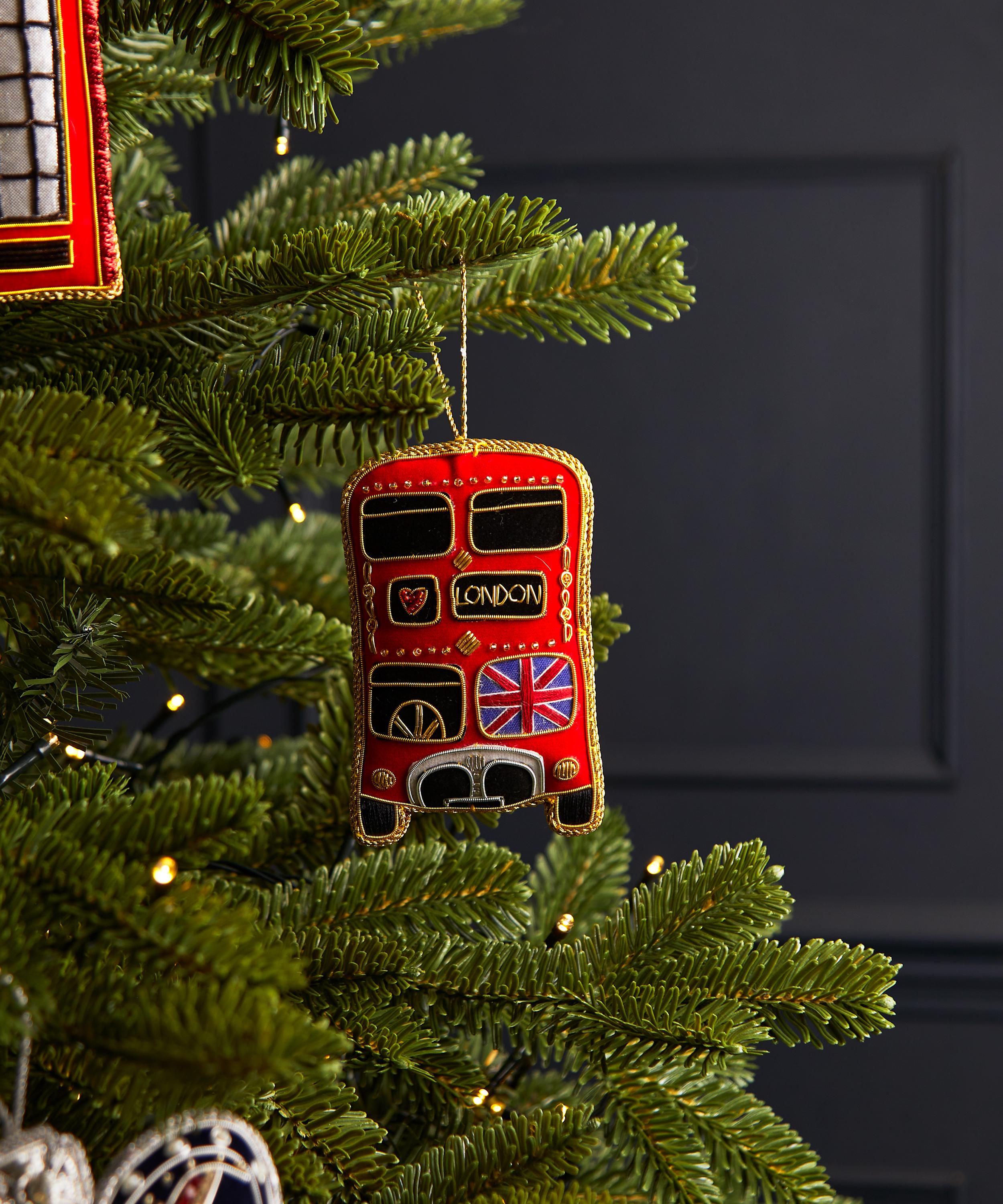 Christmas - London Bus Front Velvet Ornament image number 1