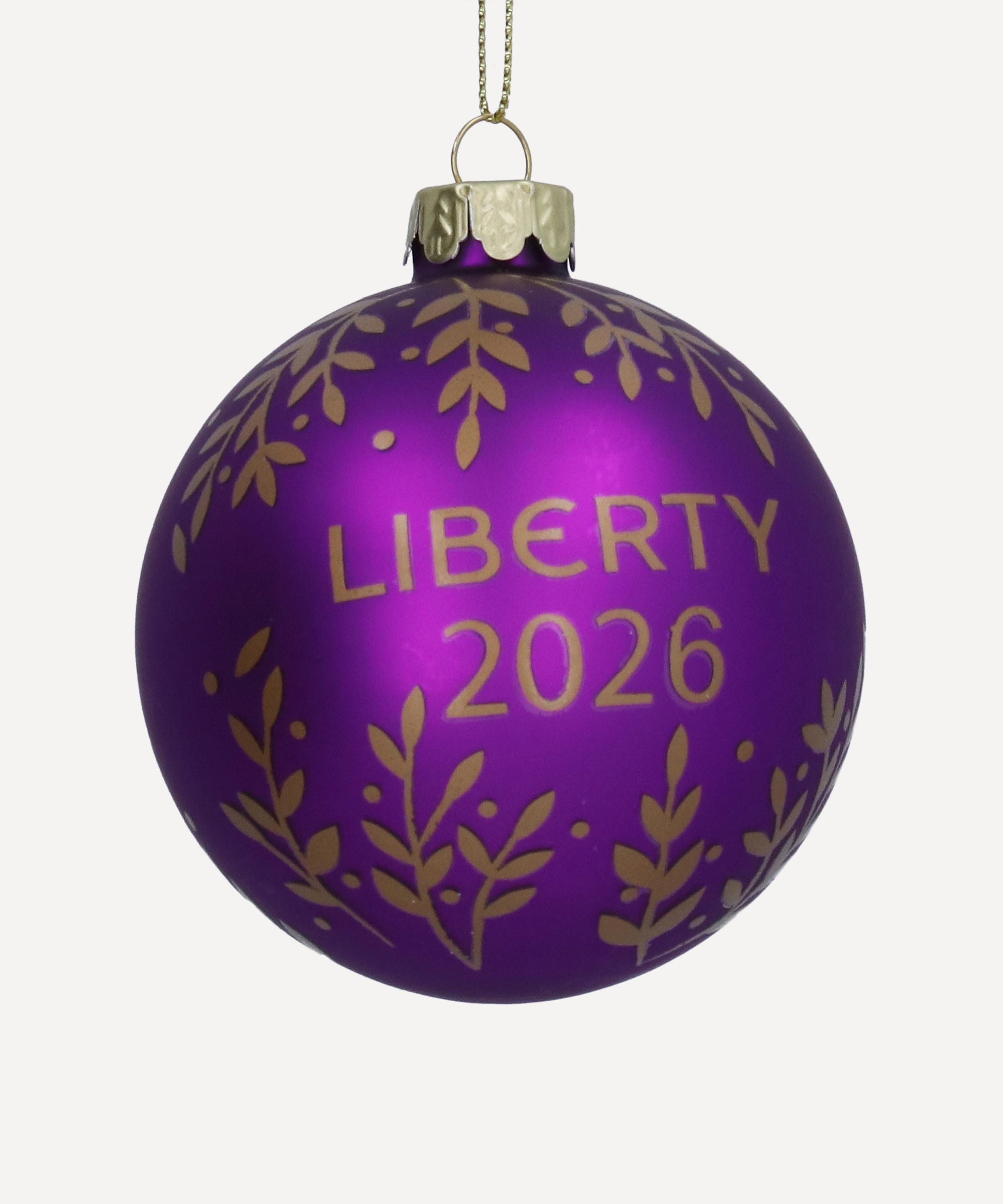 Christmas - Purple Liberty Dated Glass Ornament image number 0