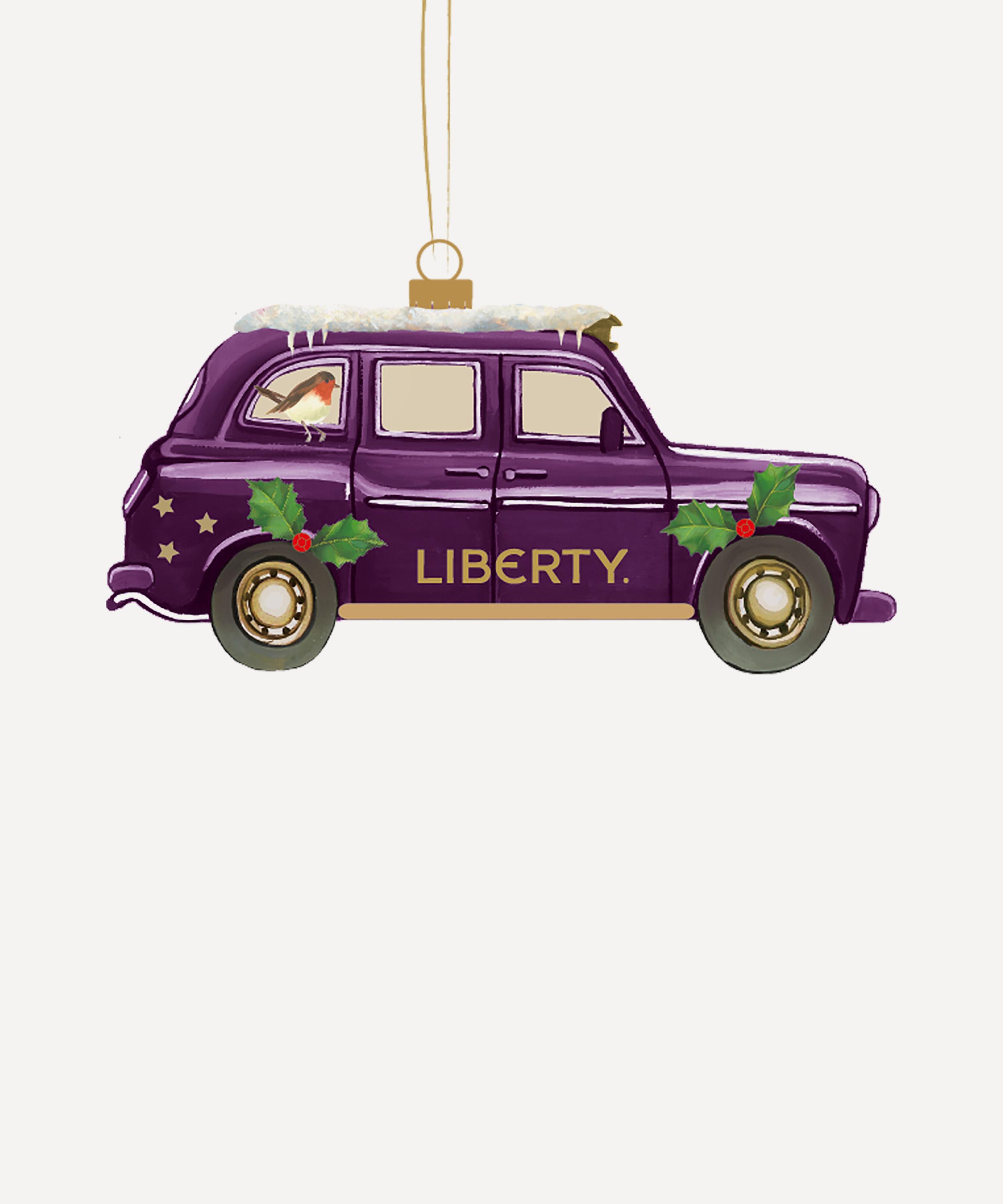 Christmas - Liberty London Taxi Glass Ornament image number 0
