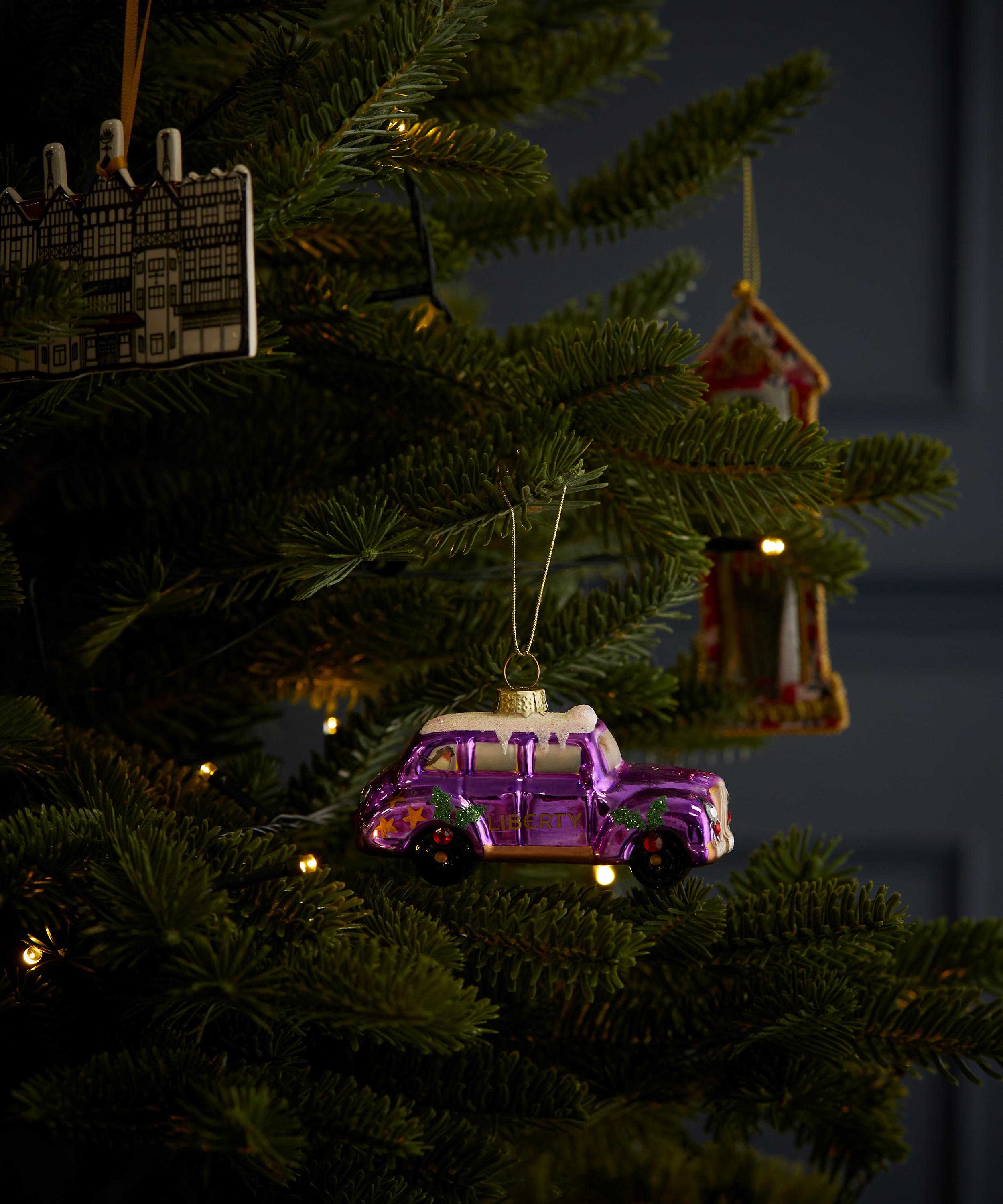 Christmas - Liberty London Taxi Glass Ornament image number 1