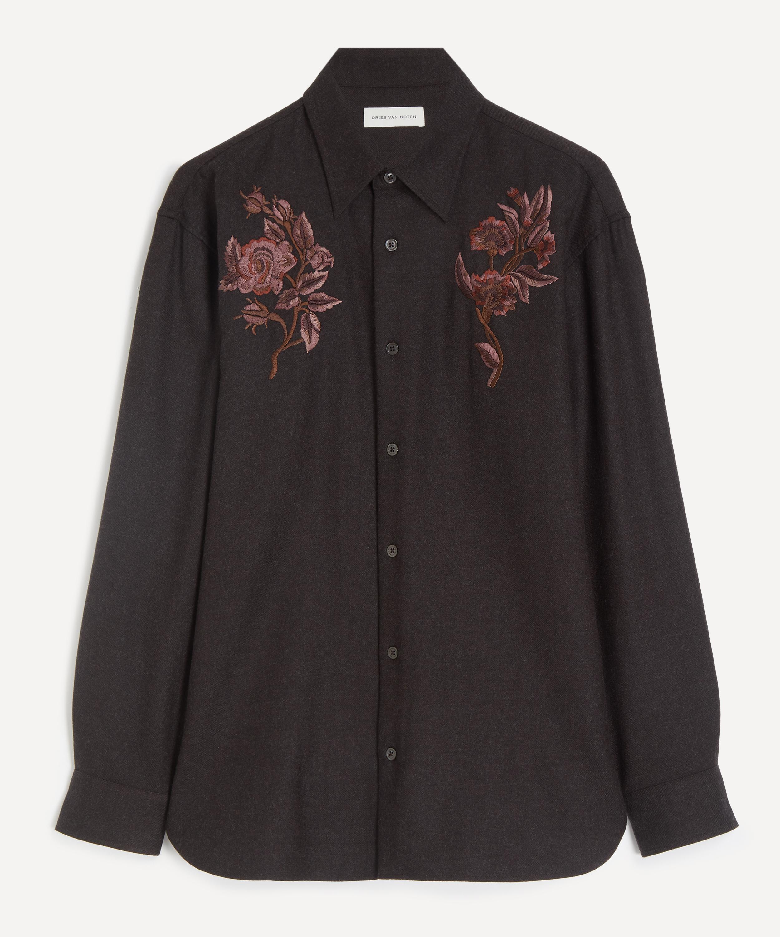 Dries Van Noten - Embroidered Wool Flannel Shirt image number 0