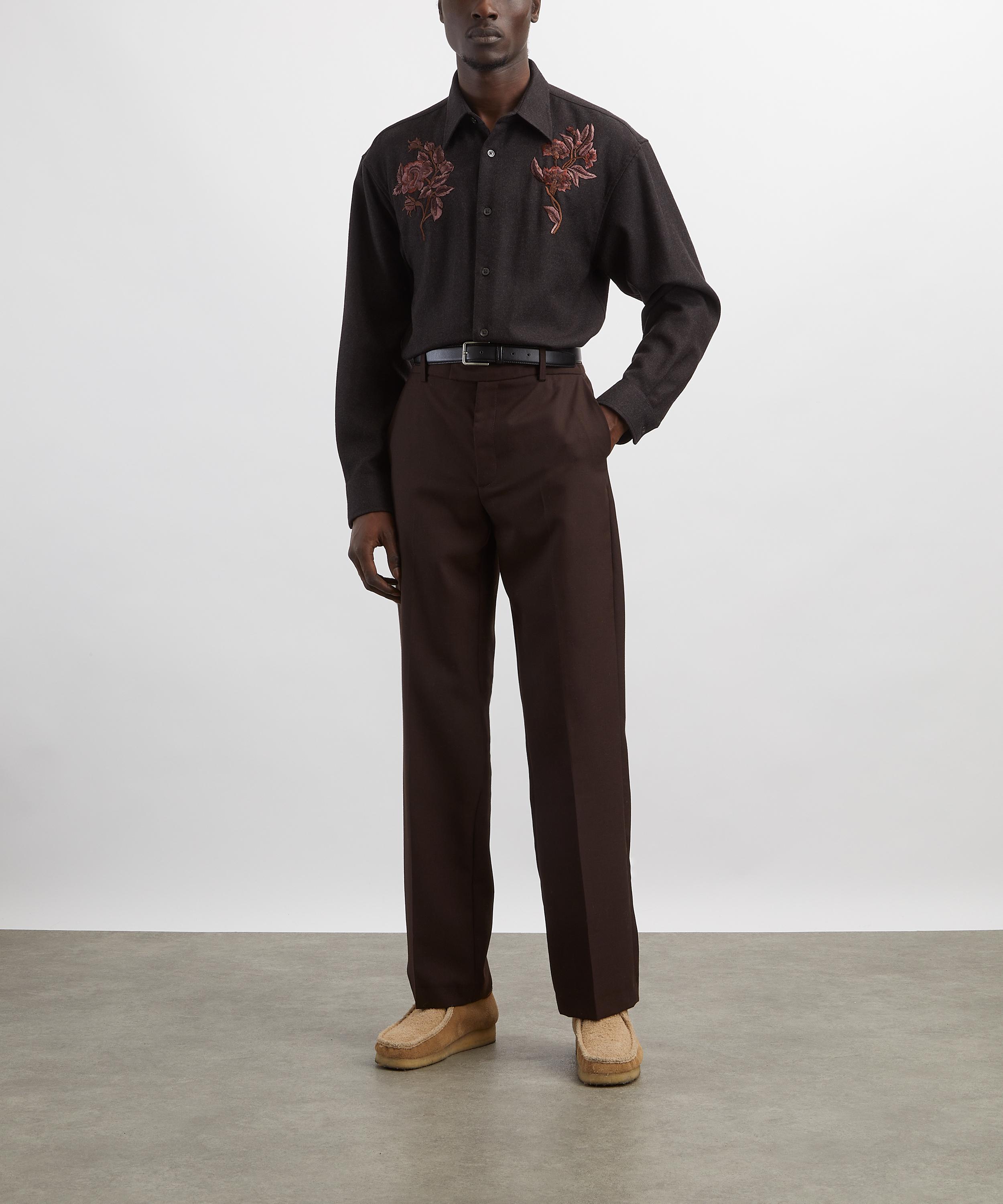 Dries Van Noten - Embroidered Wool Flannel Shirt image number 1
