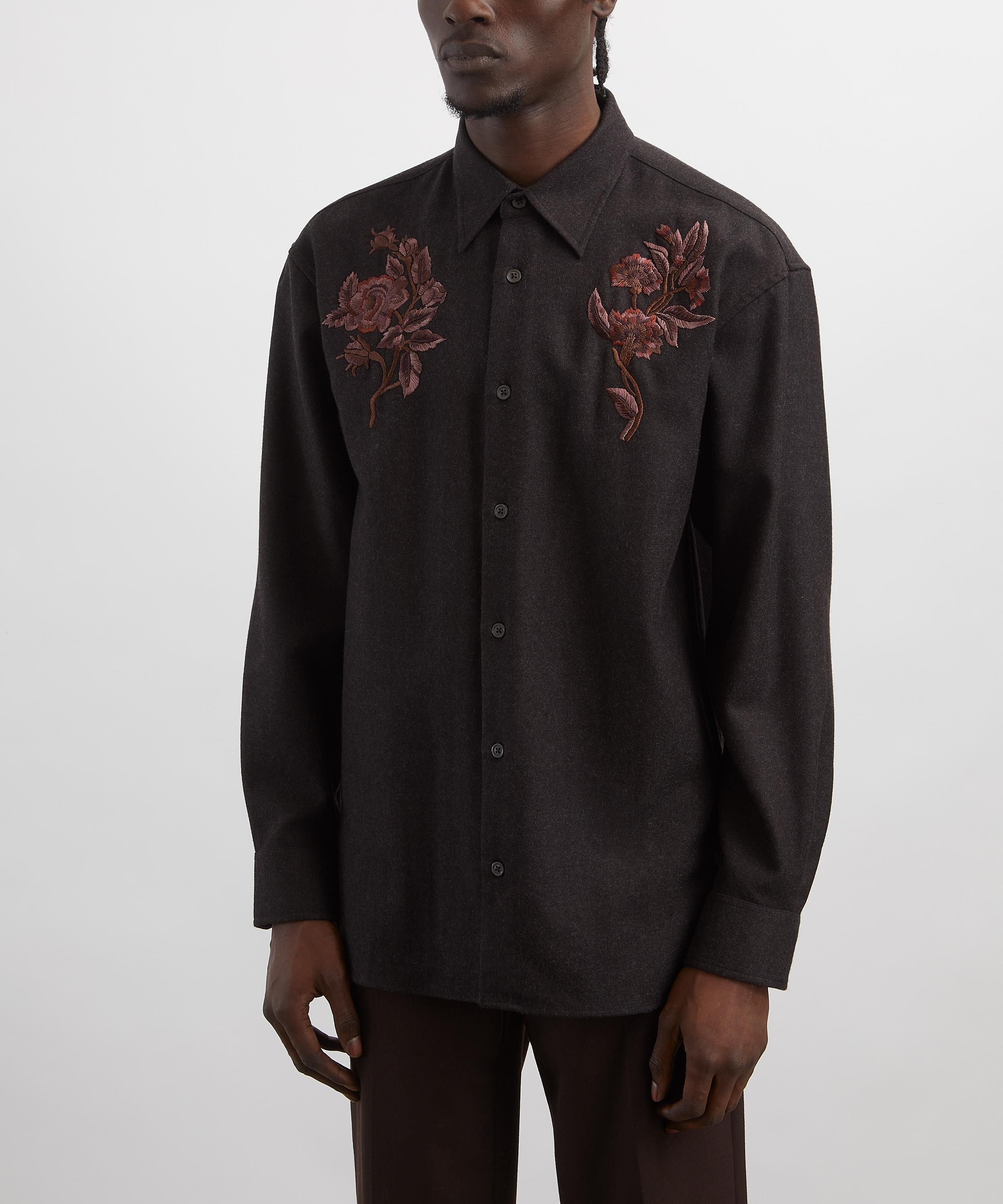 Dries Van Noten - Embroidered Wool Flannel Shirt image number 2
