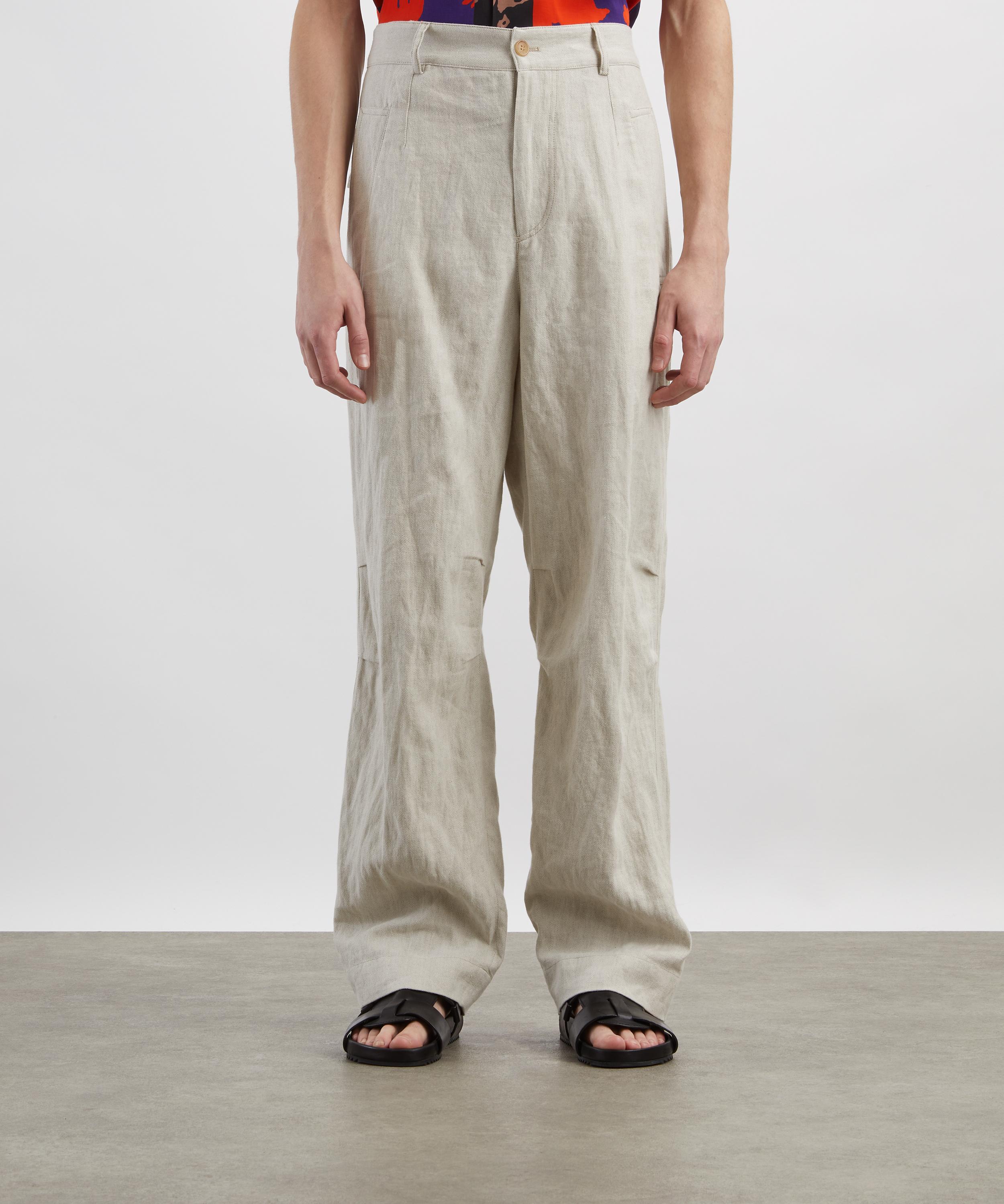 Dries Van Noten - Off-White Cotton-Linen Wide-Leg Trousers image number 2