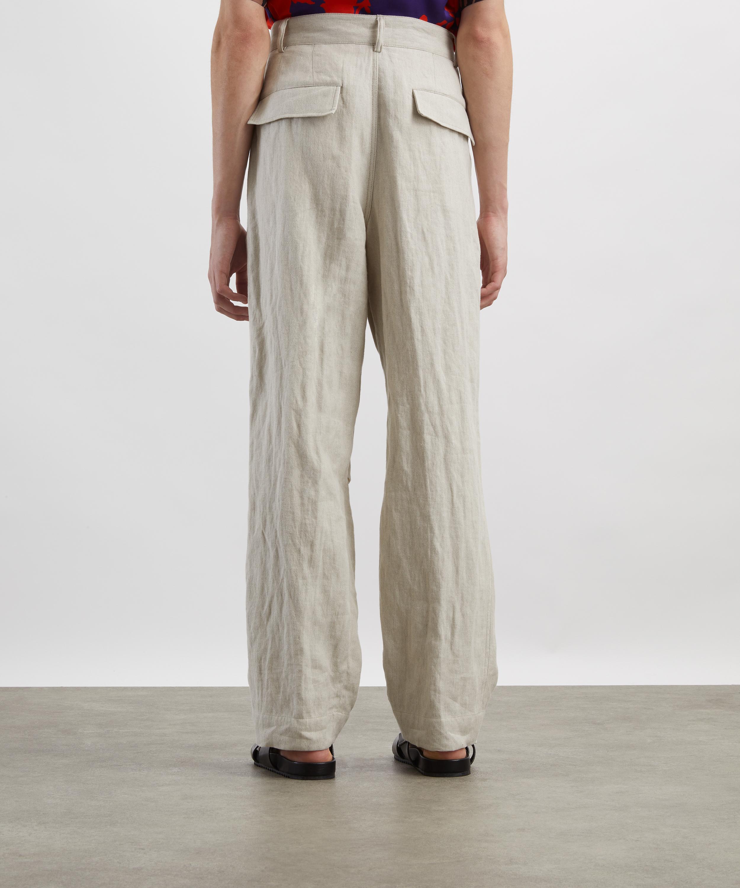 Dries Van Noten - Off-White Cotton-Linen Wide-Leg Trousers image number 3