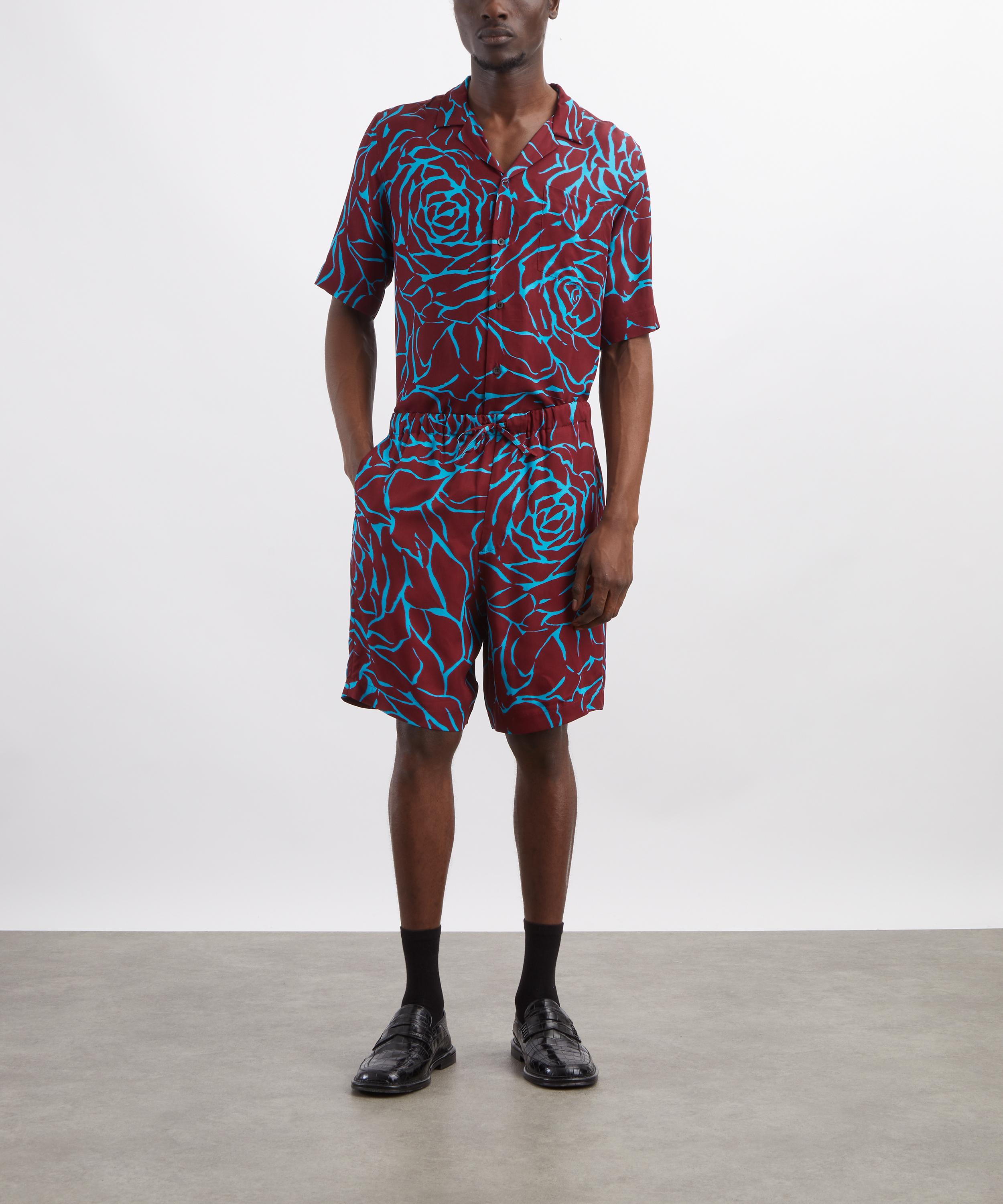 Dries Van Noten - Burgundy Archive Rose Shorts image number 1