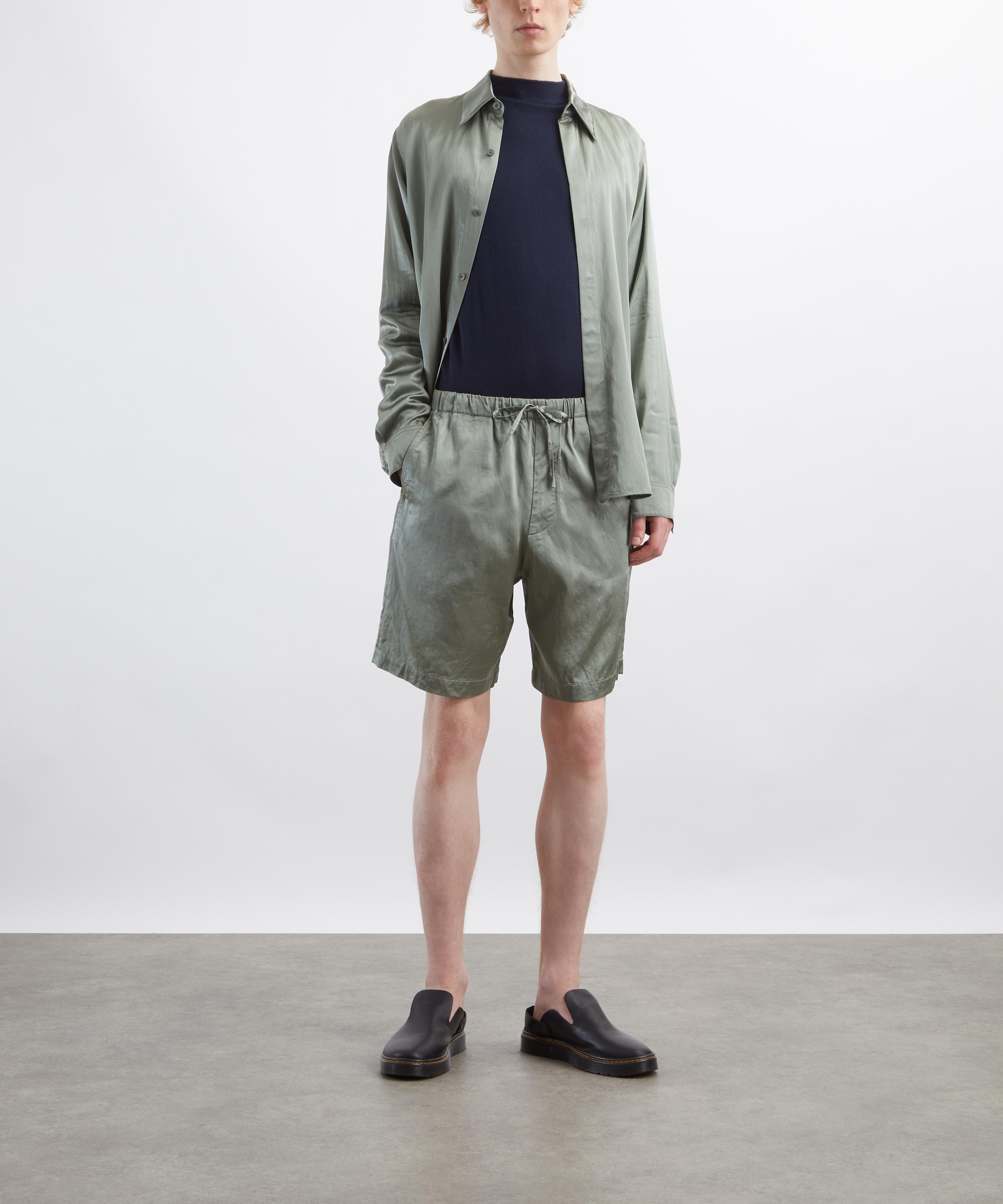 Dries Van Noten - Green Viscose Cotton Shorts image number 1