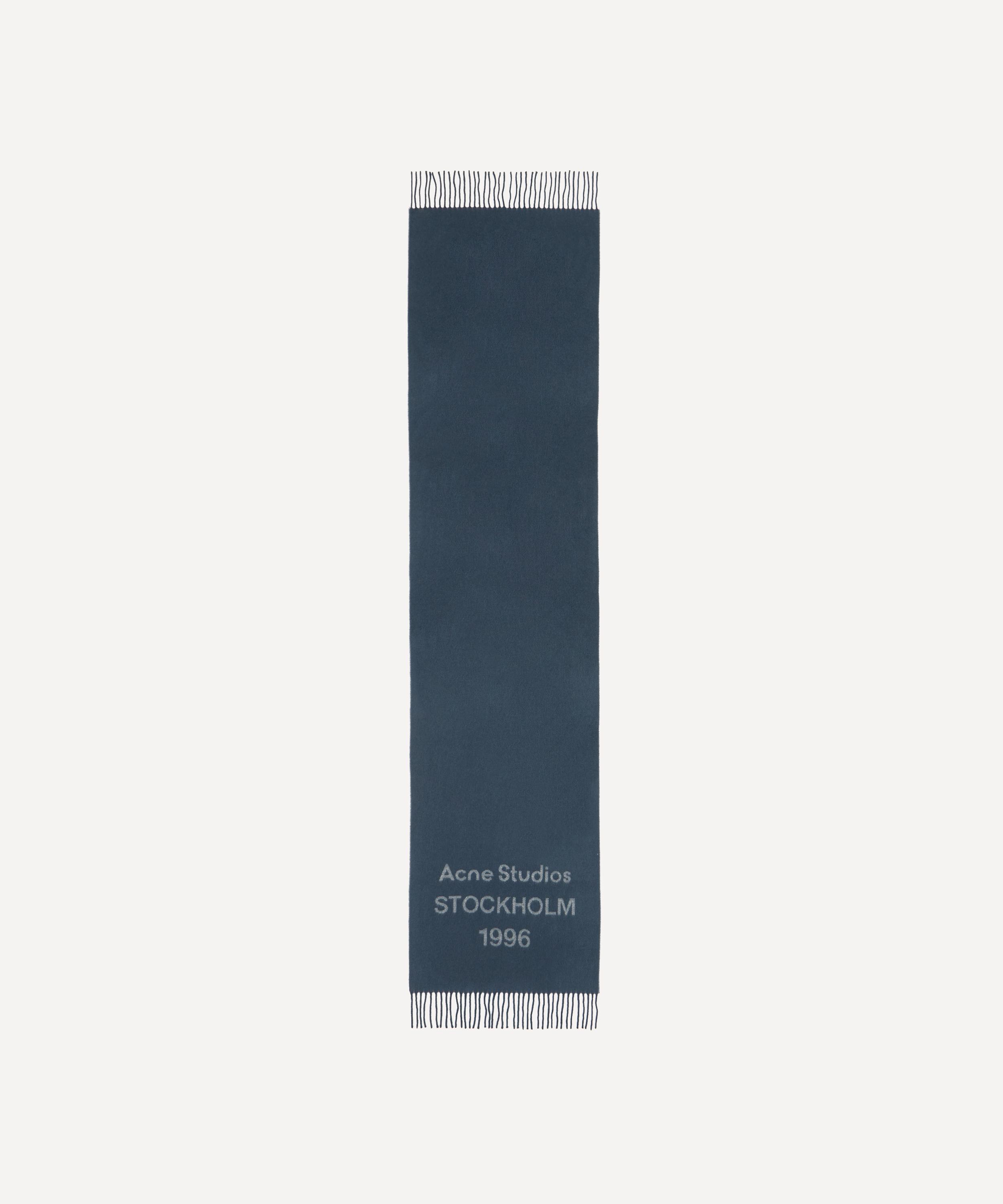 Acne Studios - Logo Jacquard Faded Indigo Scarf image number 1