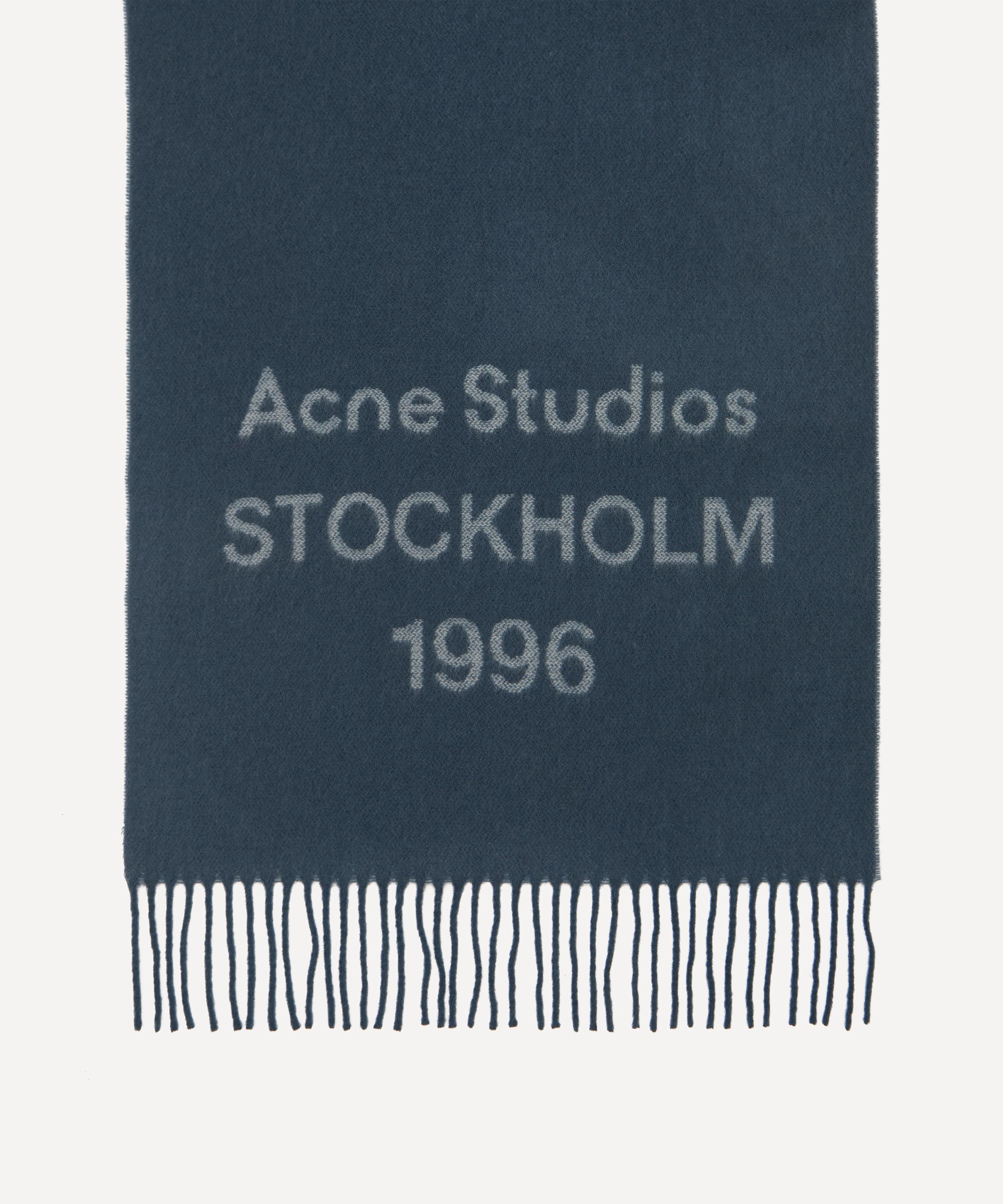 Acne Studios - Logo Jacquard Faded Indigo Scarf image number 2