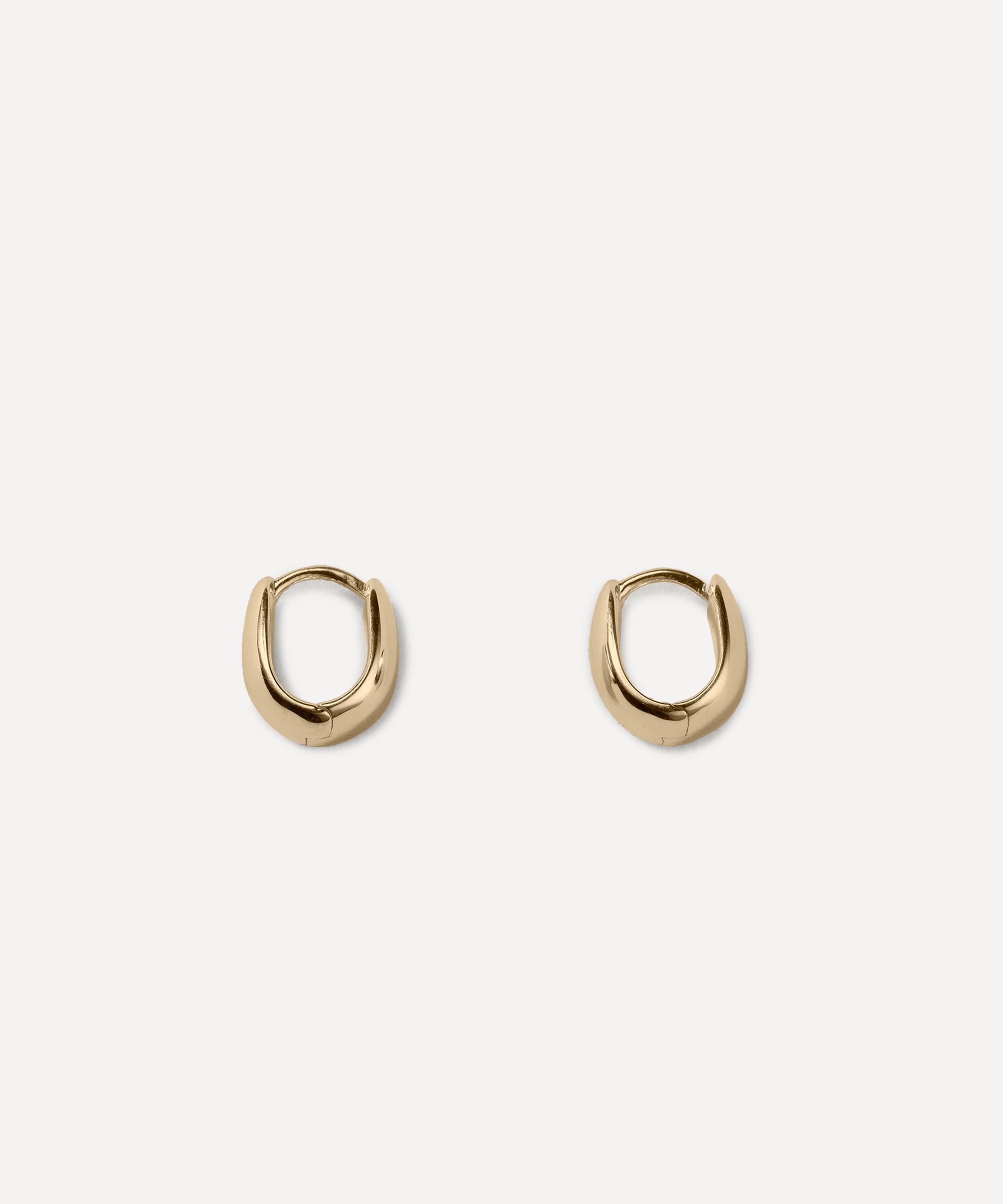 Annika Inez - 14ct Gold-Plated Sterling Silver Petite Gentle Slope Hoop Earrings image number 1