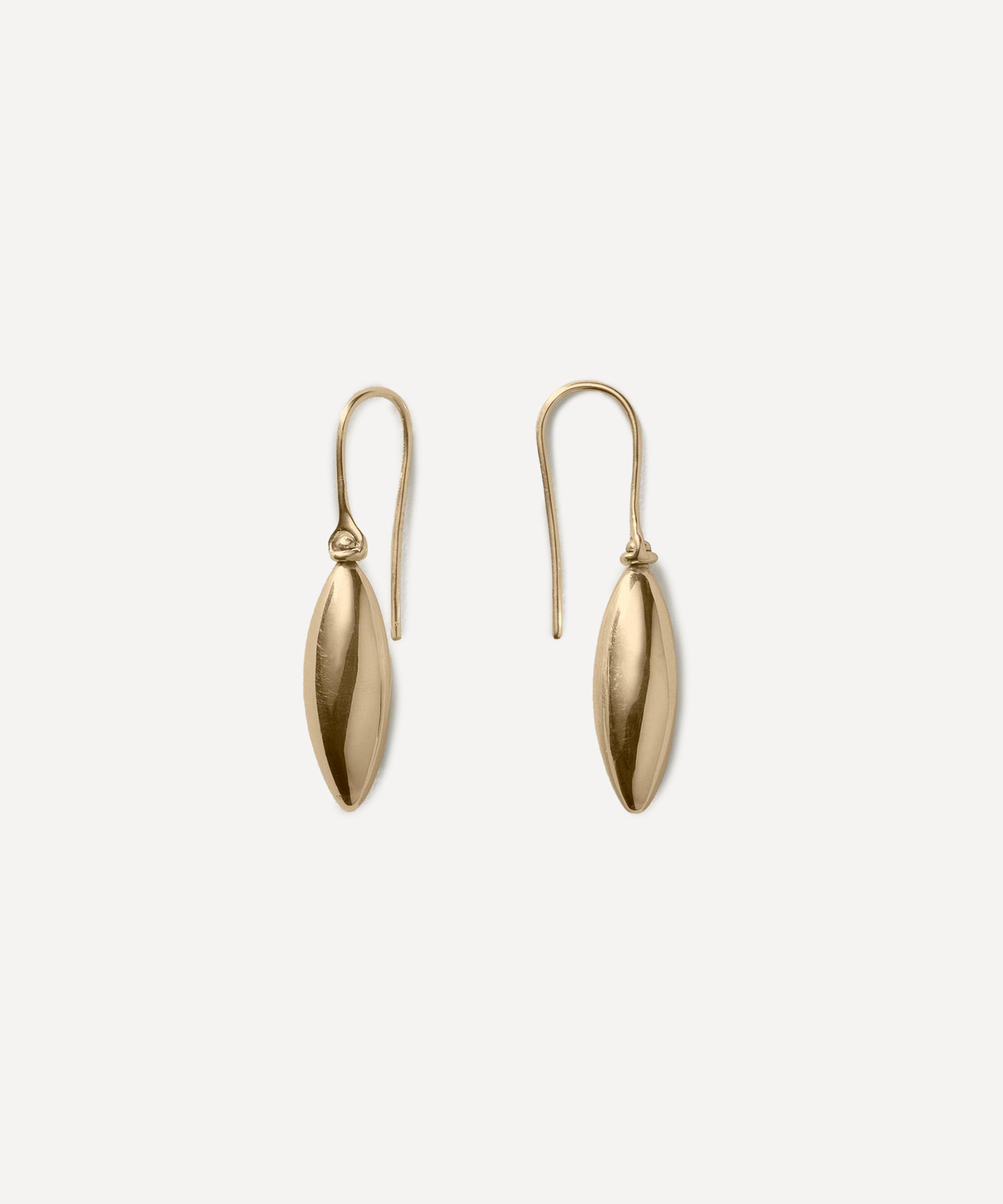 Annika Inez - 14ct Gold-Plated Sterling Silver Small Elongated Ellipse Drop Earrings