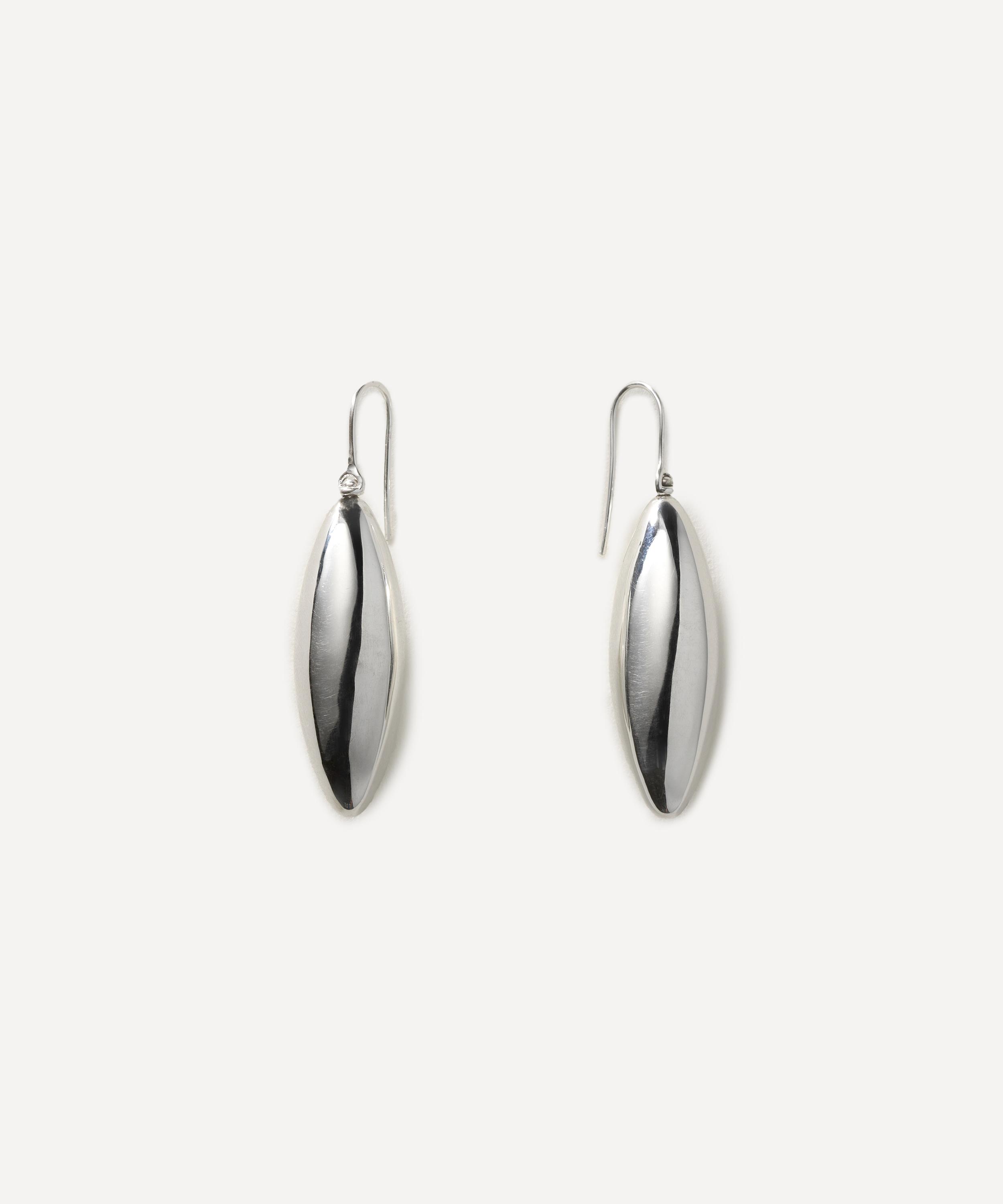 Annika Inez - Sterling Silver Large Elongated Ellipse Drop Earrings