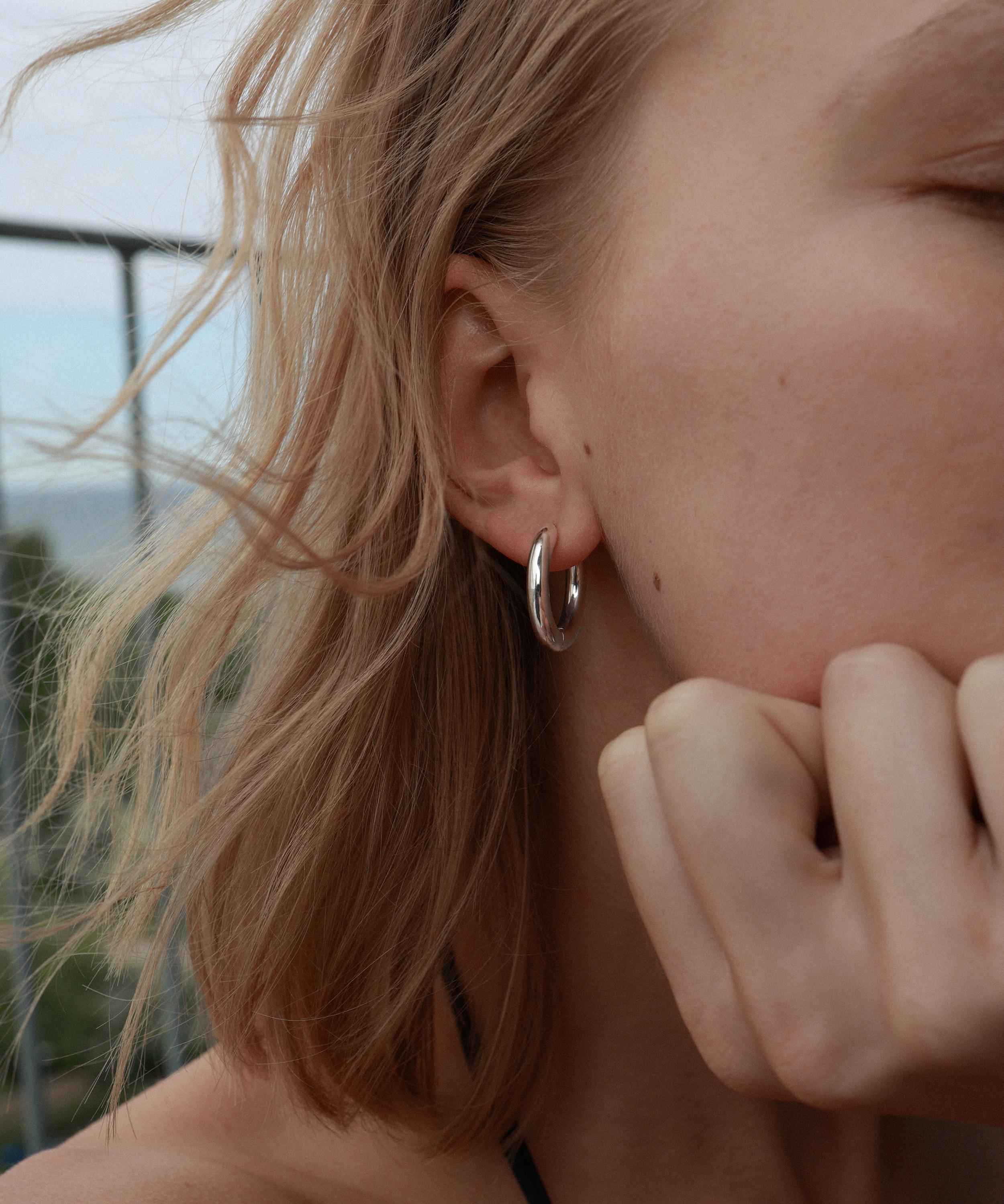 Annika Inez - Sterling Silver Extra-Large Wide Oblique Hoop Earrings image number 1