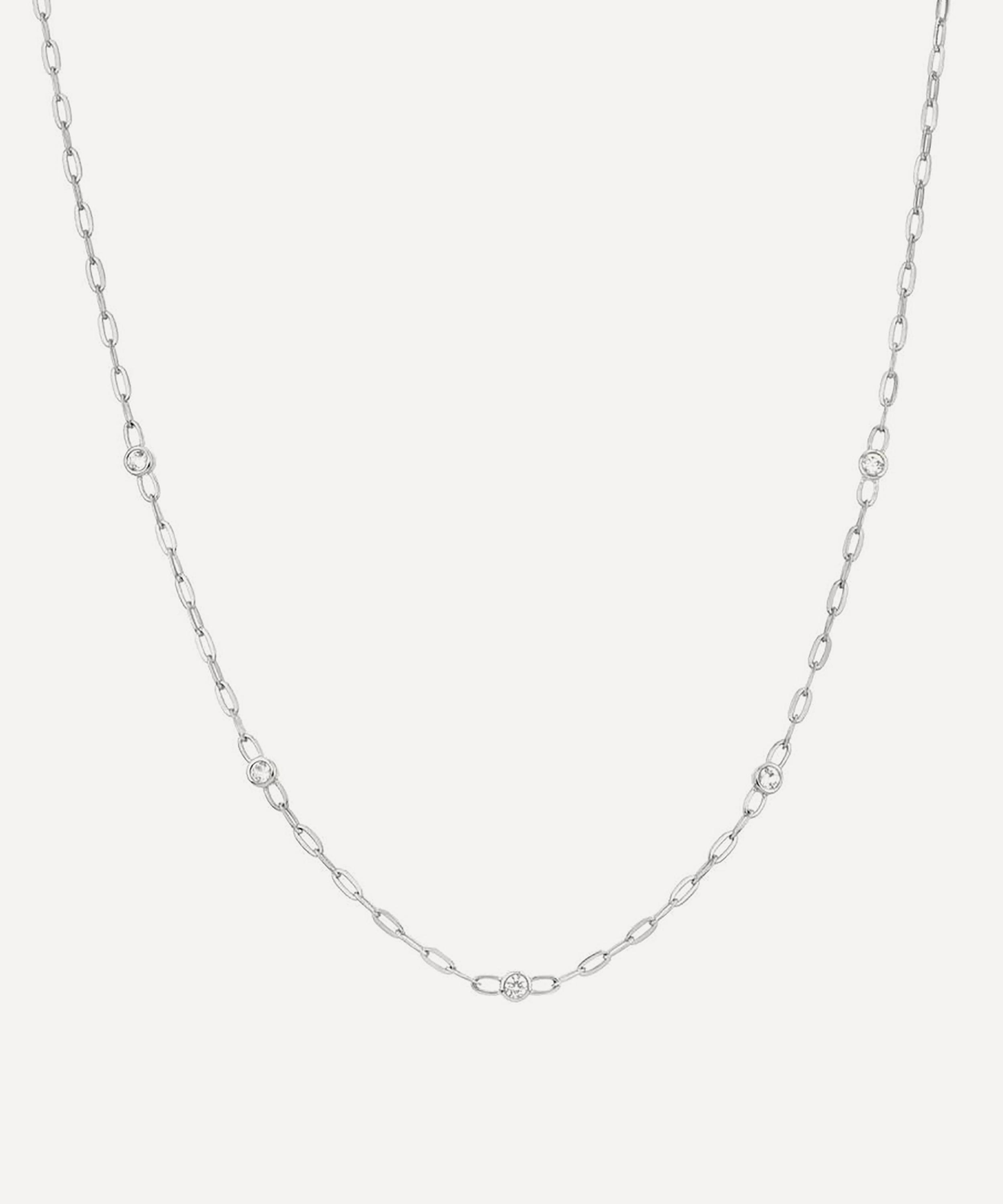 Dinny Hall - Sterling Silver Sapphire Paperclip Chain Necklace
