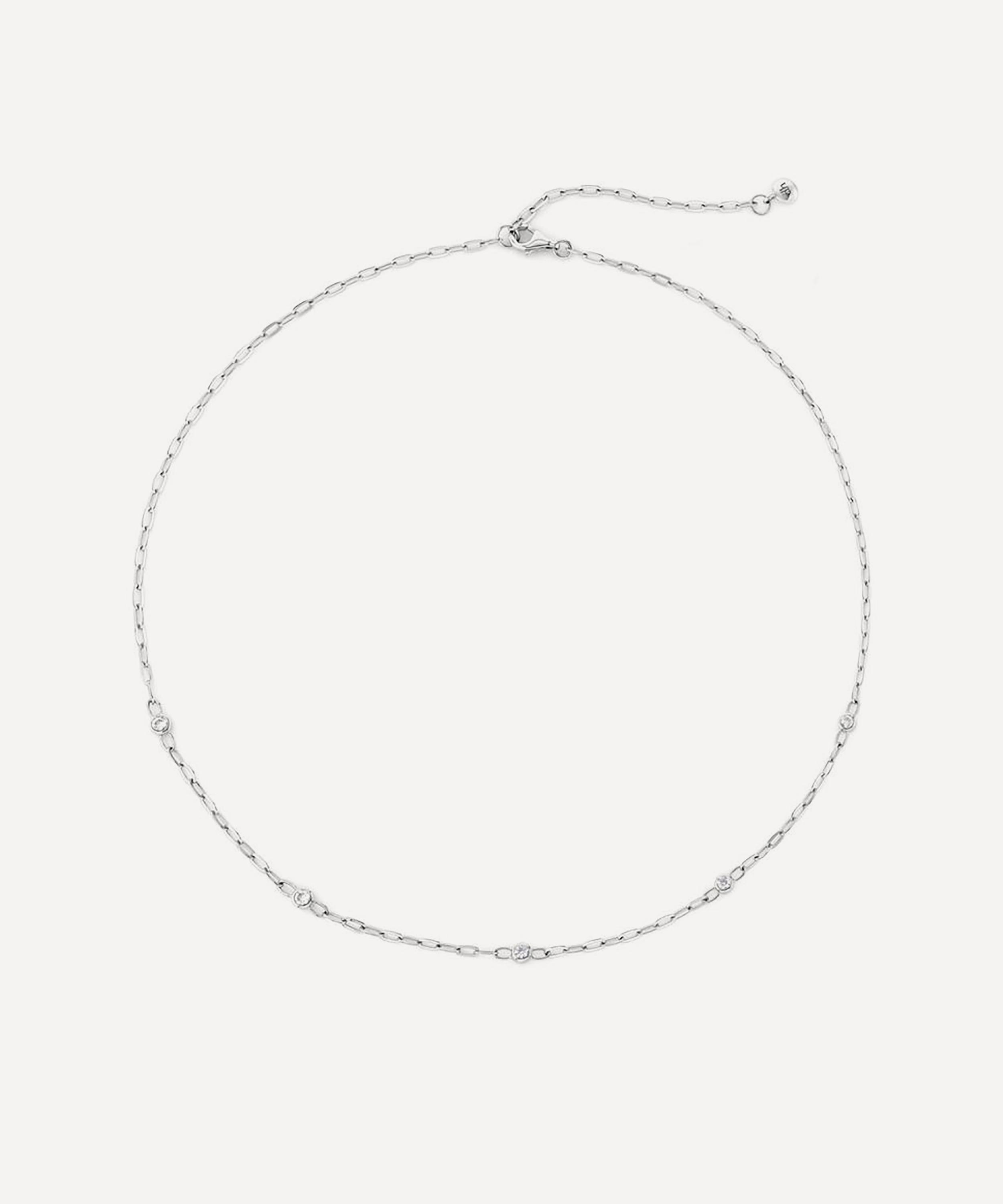Dinny Hall - Sterling Silver Sapphire Paperclip Chain Necklace image number 1