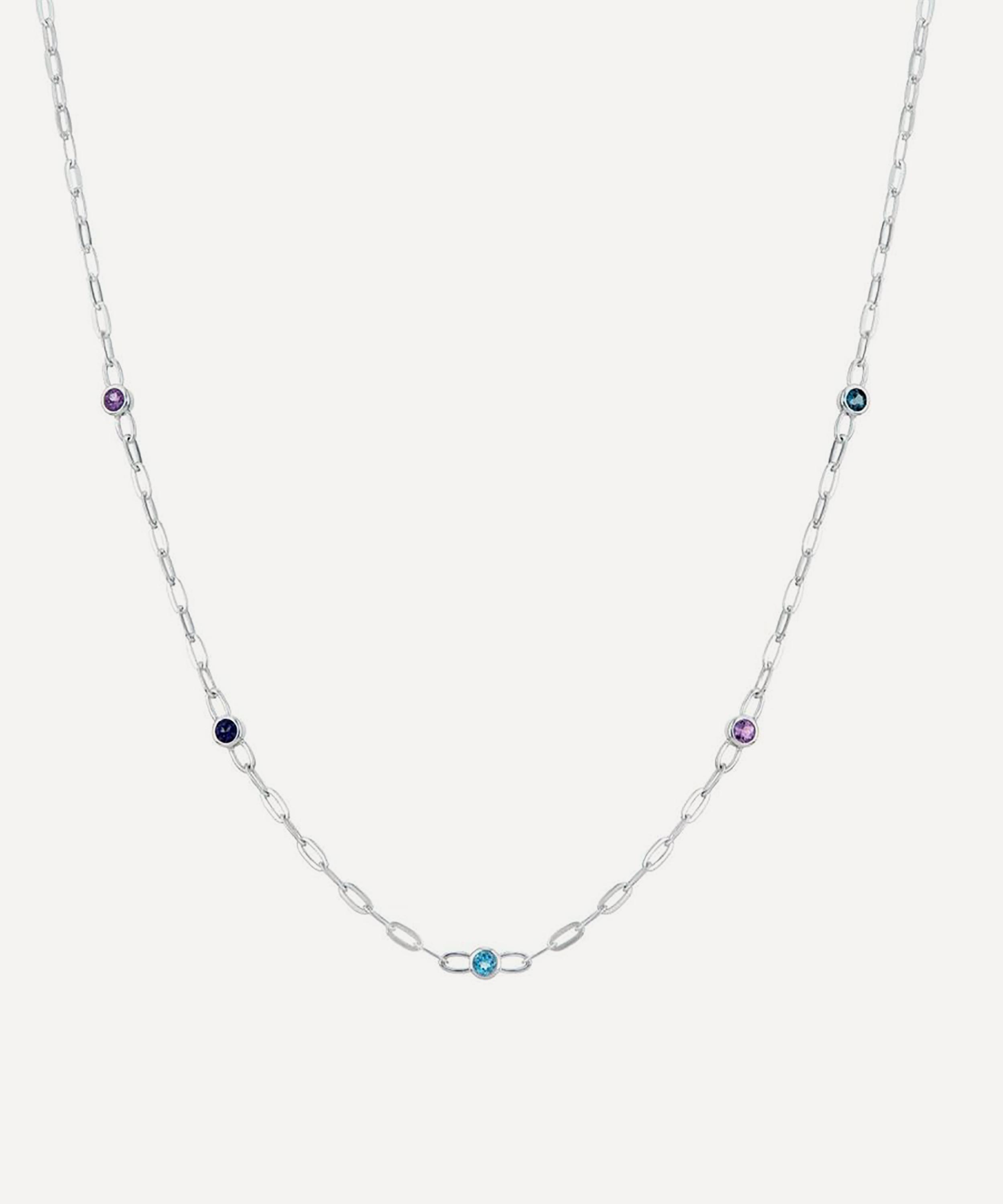 Dinny Hall - Sterling Silver Coloured Gemstone Chain Necklace
