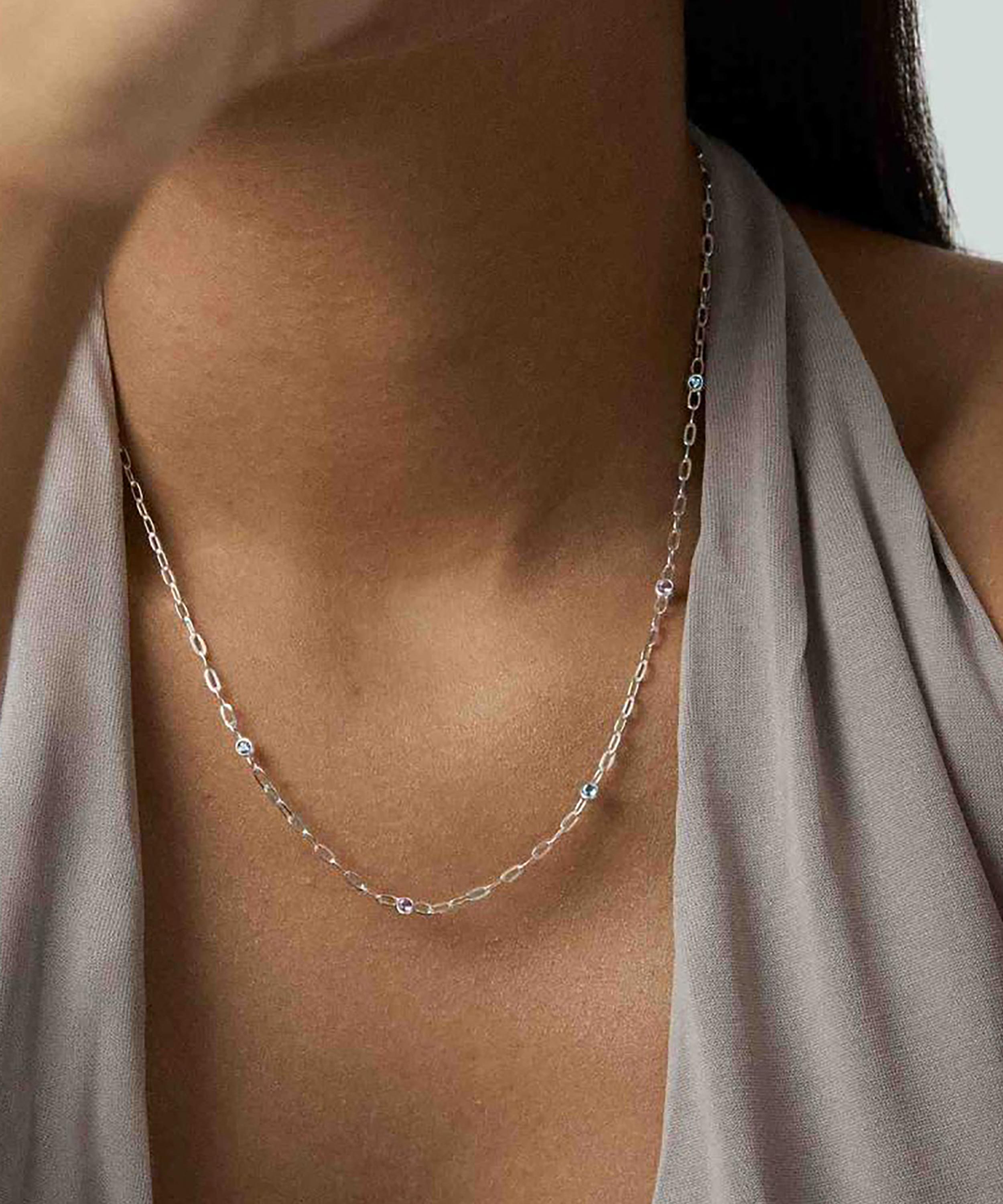 Dinny Hall - Sterling Silver Coloured Gemstone Chain Necklace image number 1