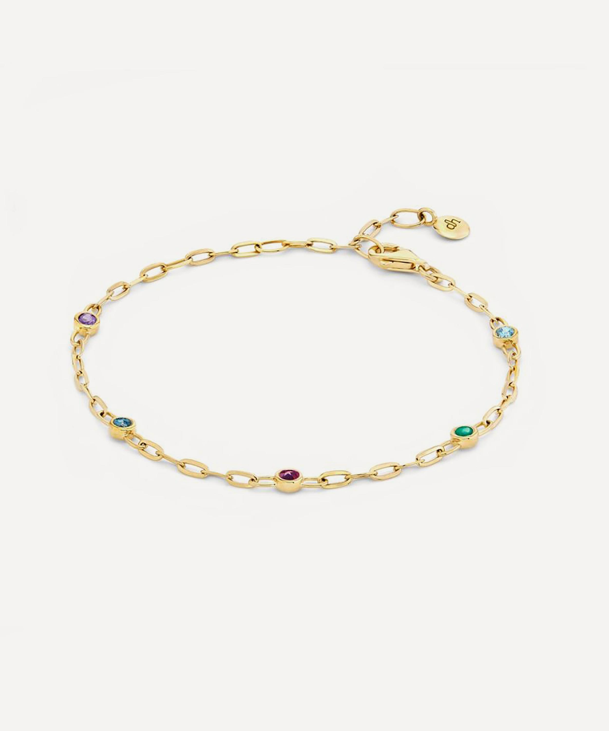 Dinny Hall - 18ct Gold-Plated Vermeil Silver Rainbow Gemstone Paperclip Chain Bracelet image number 2