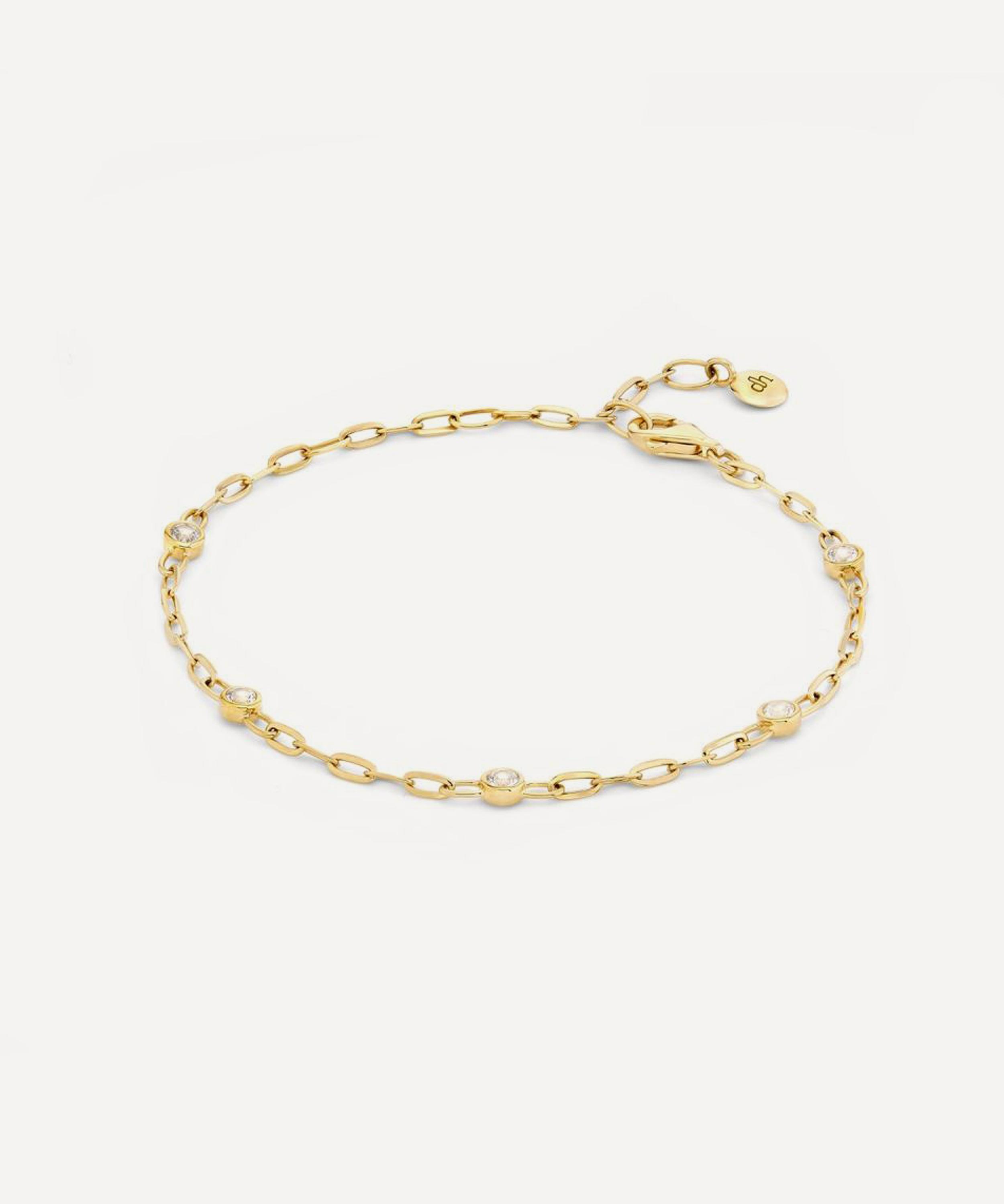 Dinny Hall - 18ct Gold-Plated Vermeil Silver White Sapphire Paperclip Chain Bracelet image number 2
