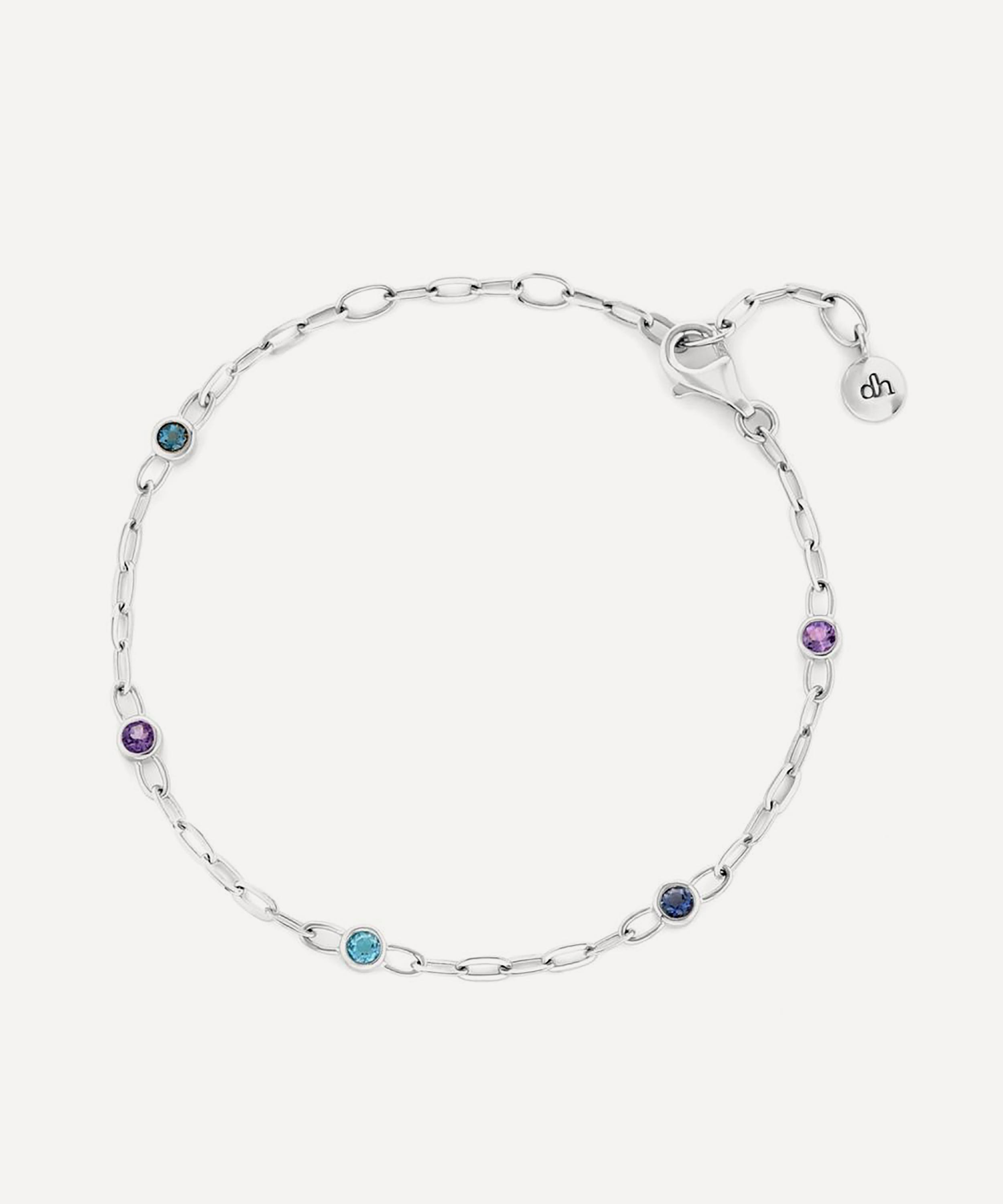Dinny Hall - Sterling Silver Coloured Gemstone Paperclip Chain Bracelet