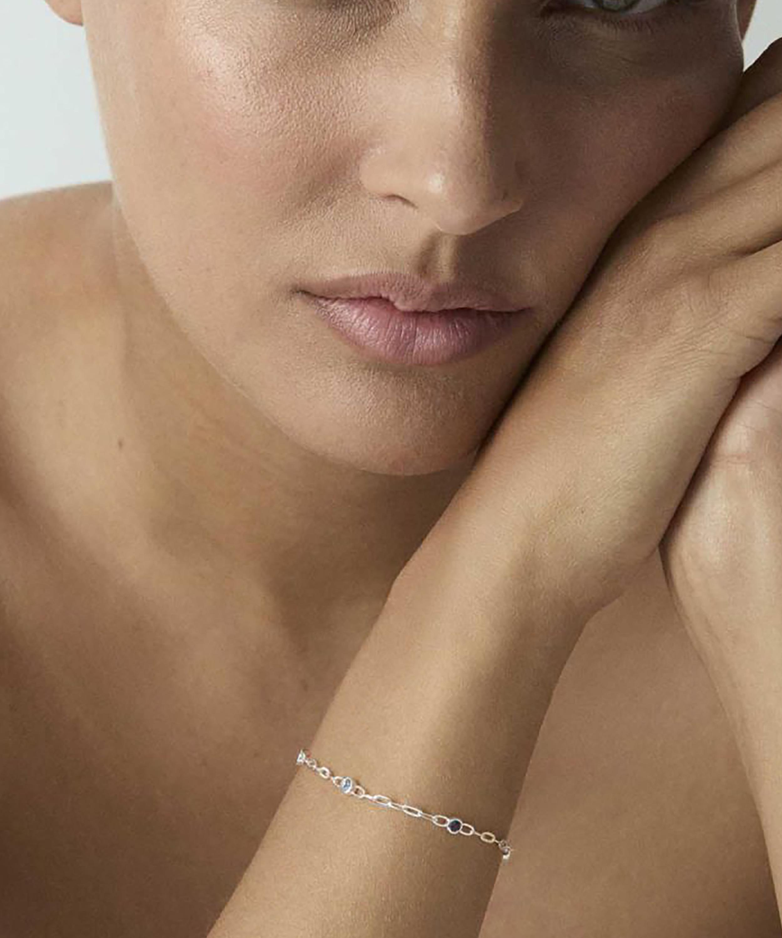 Dinny Hall - Sterling Silver Coloured Gemstone Paperclip Chain Bracelet image number 1