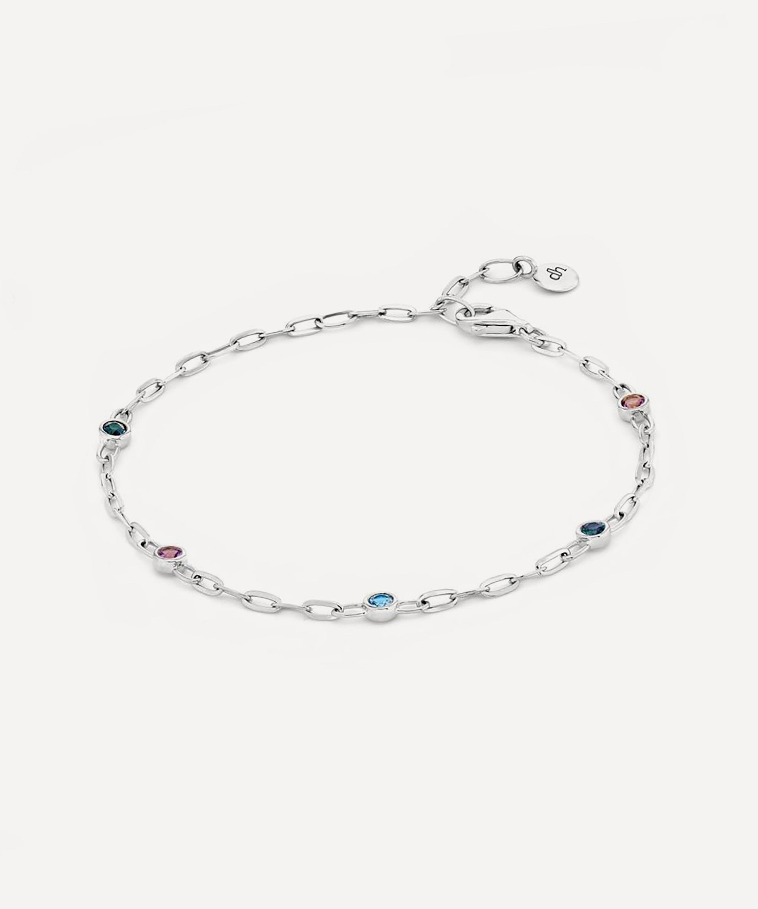 Dinny Hall - Sterling Silver Coloured Gemstone Paperclip Chain Bracelet image number 2