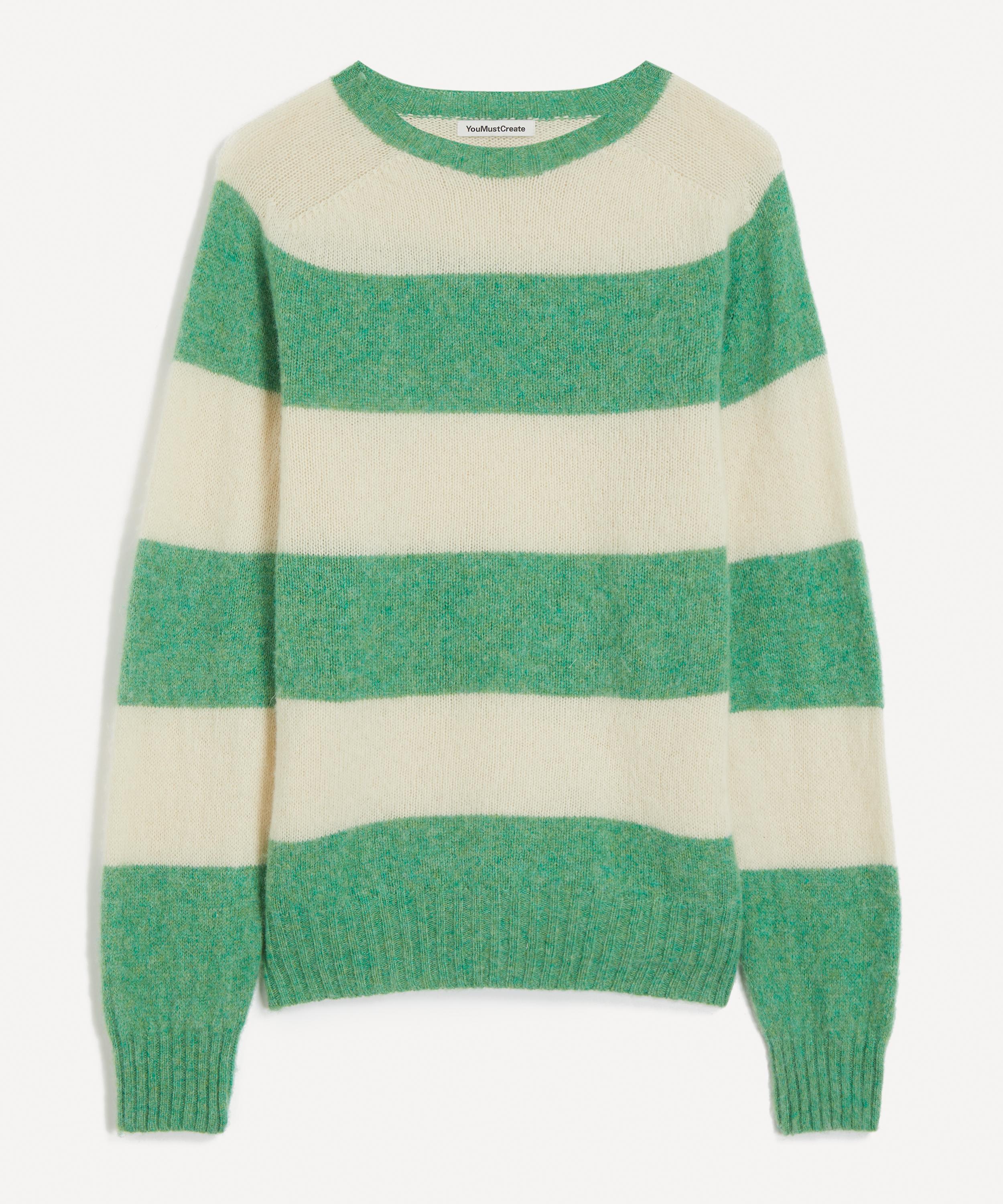 YMC - Suedehead Green Stripe Lambswool Jumper