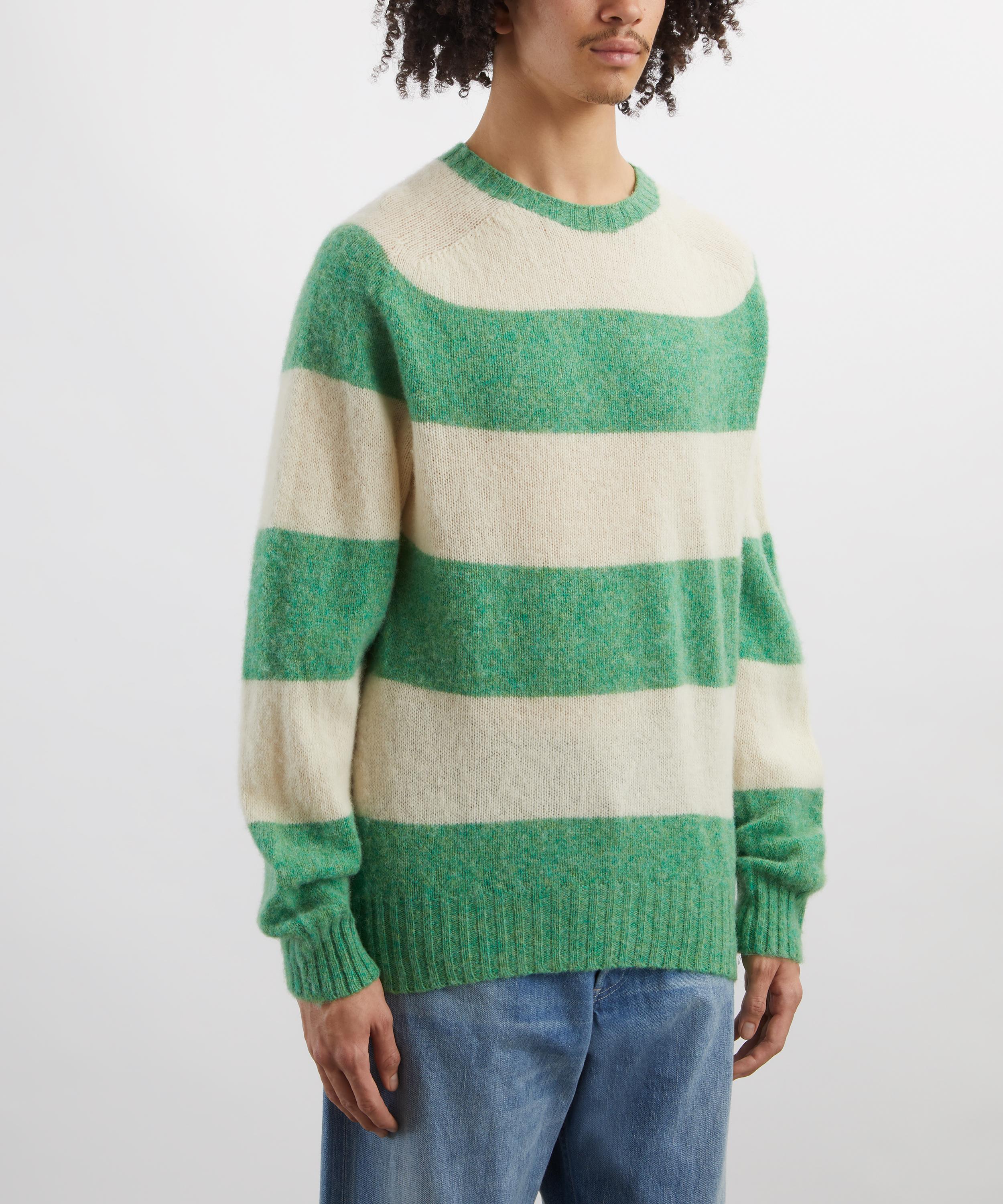 YMC - Suedehead Green Stripe Lambswool Jumper image number 2