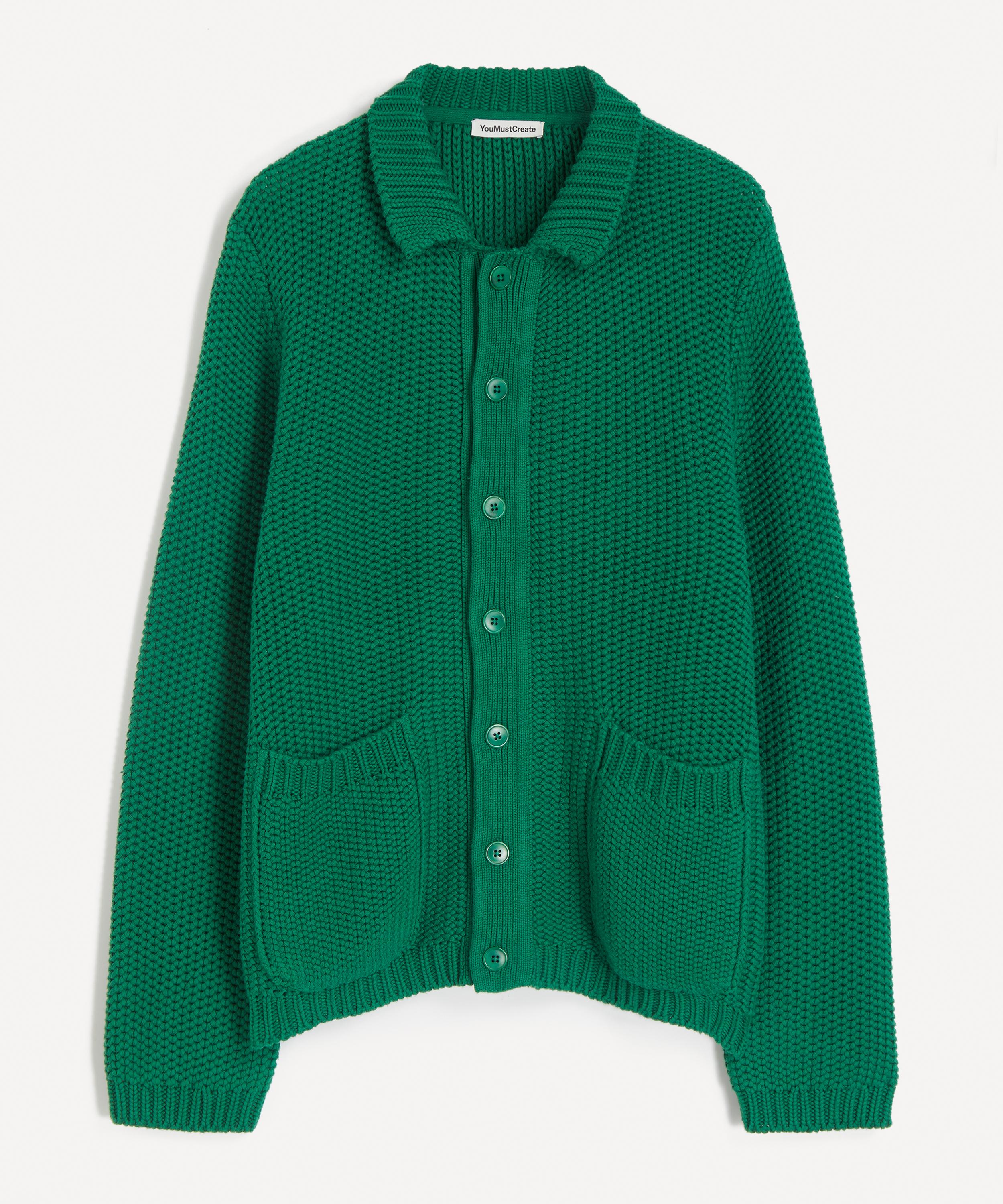 YMC - Green Baker Knitted Collared Cardigan