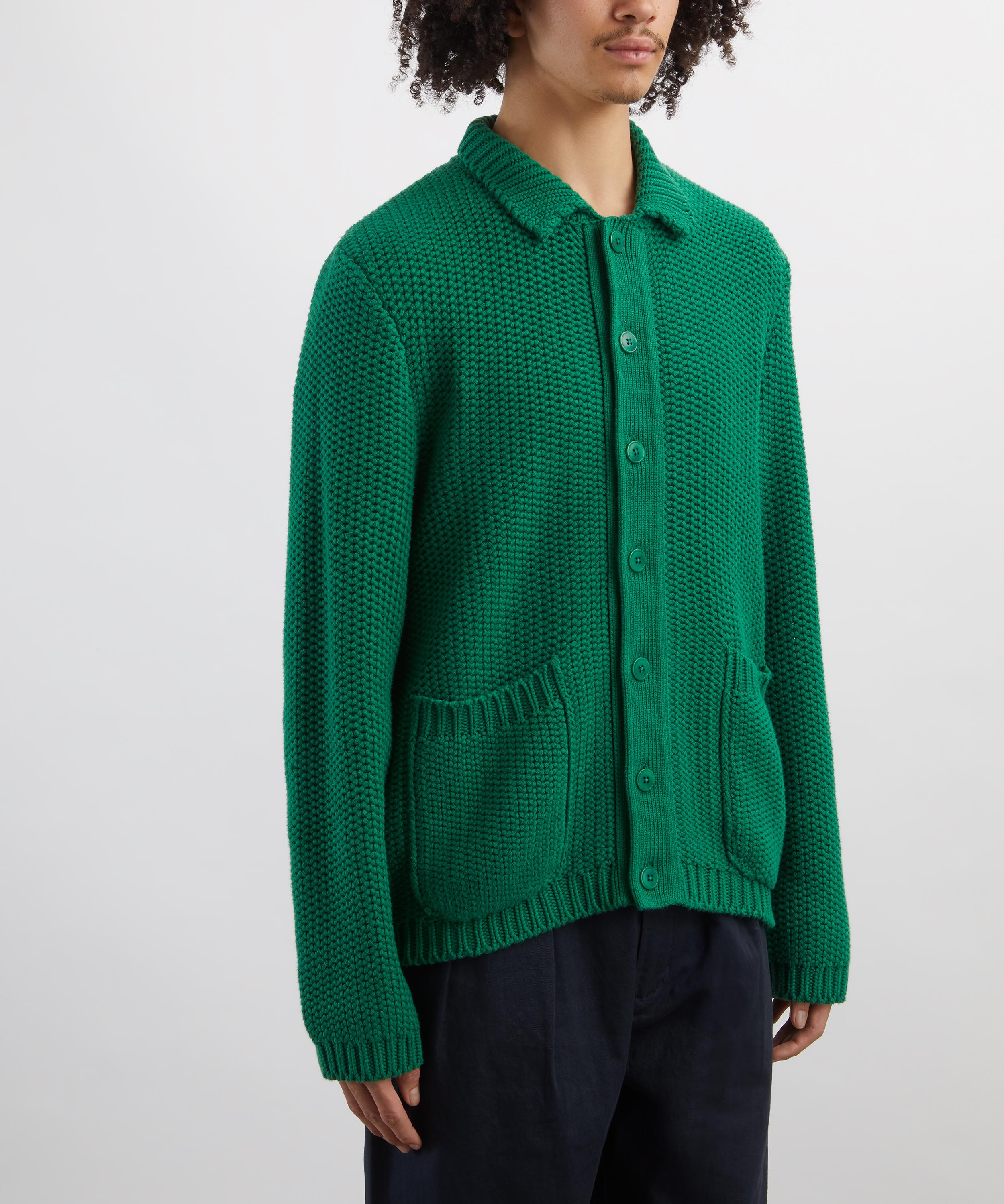 YMC - Green Baker Knitted Collared Cardigan image number 2