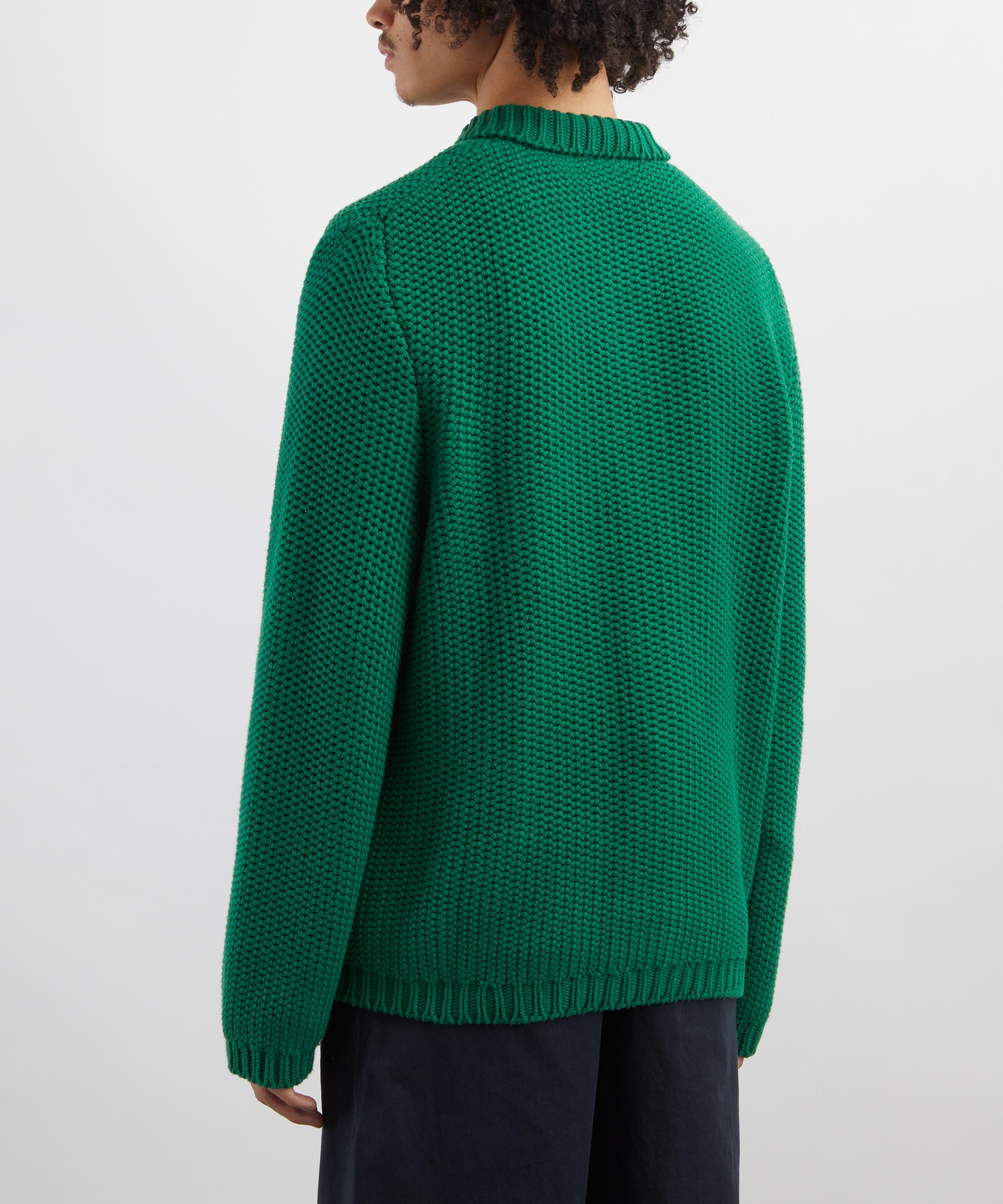 YMC - Green Baker Knitted Collared Cardigan image number 3