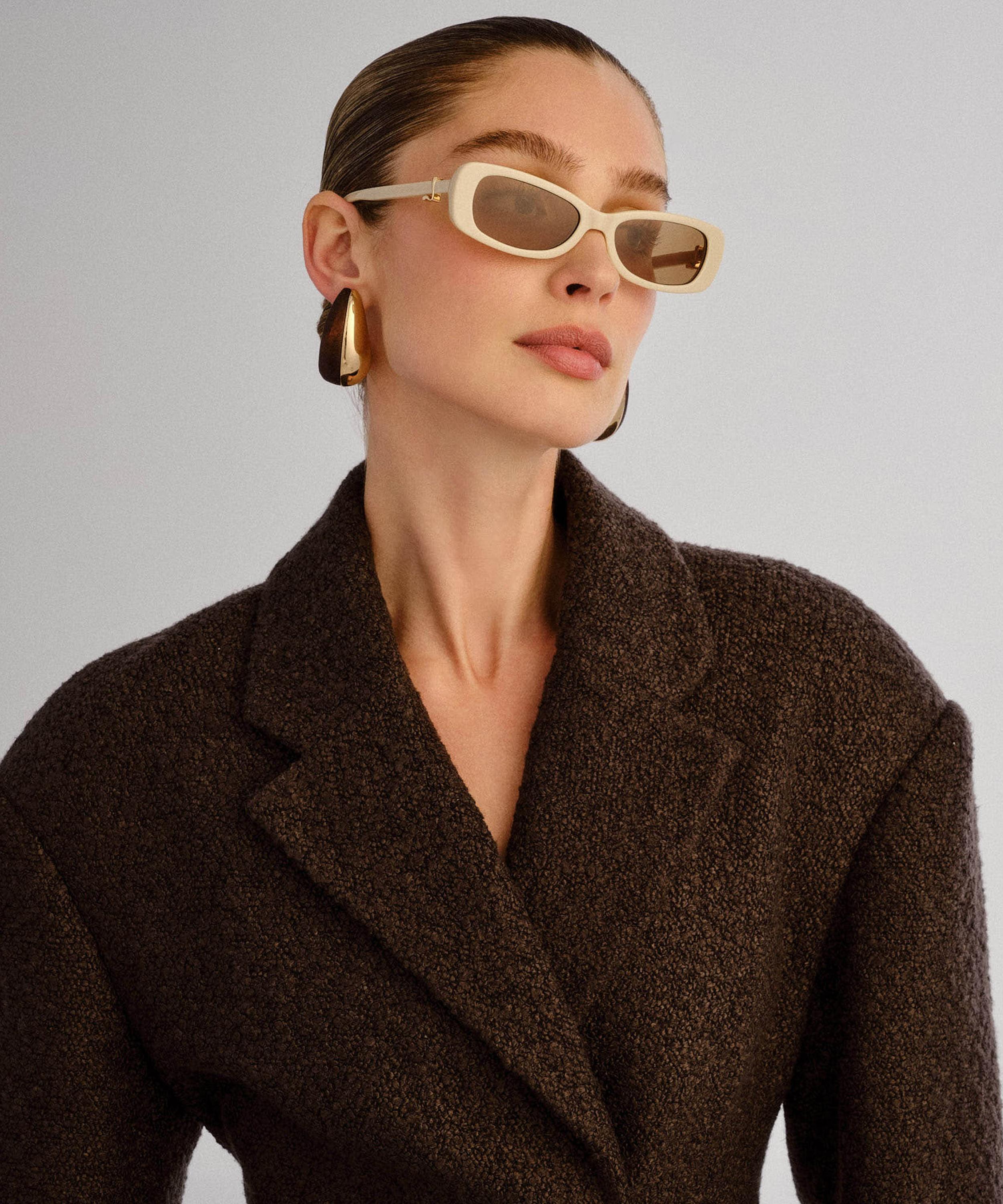 Luv Lou - Bella Beige Rectangle Sunglasses image number 1